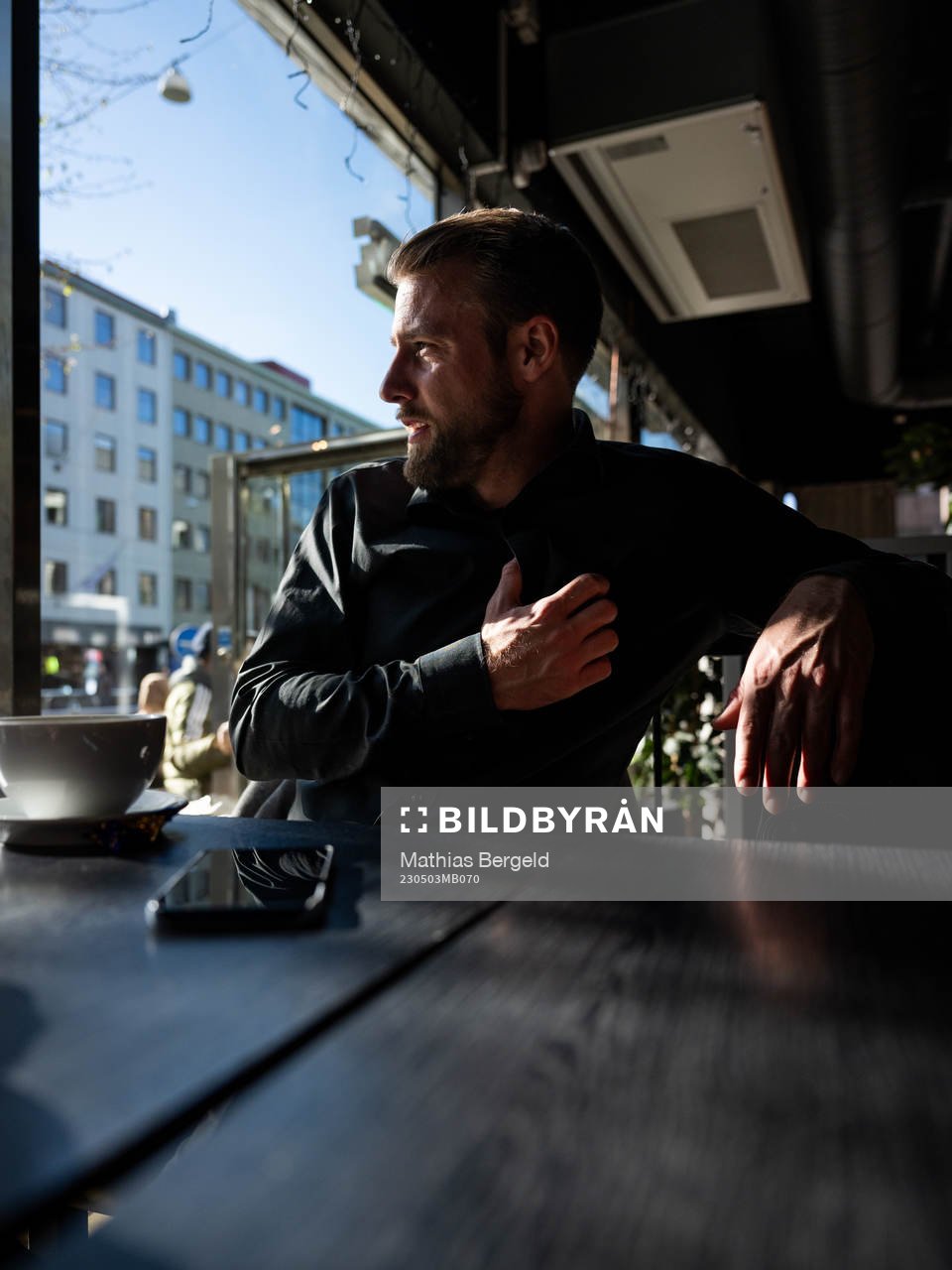 IFK Göteborgs tränare William Lundin under en intervju den 3 maj 2023 i Göteborg. 