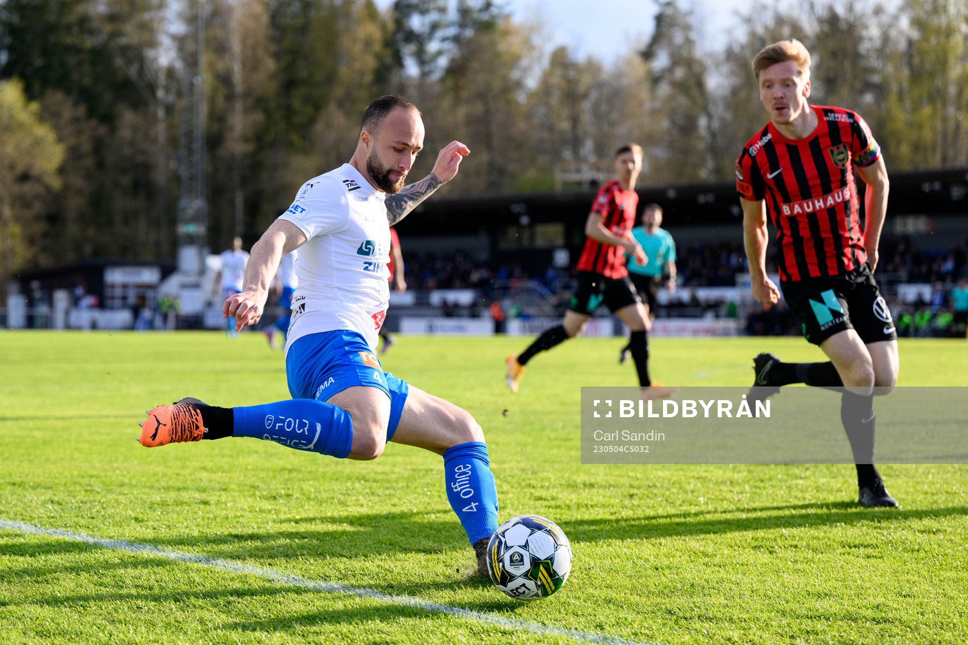 Värnamos Evaldo Nascimento Lamaur Neto under fotbollsmatchen i Allsvenskan mellan Värnamo och Brommapojkarna den 4 maj 2023 i Värnamo. 