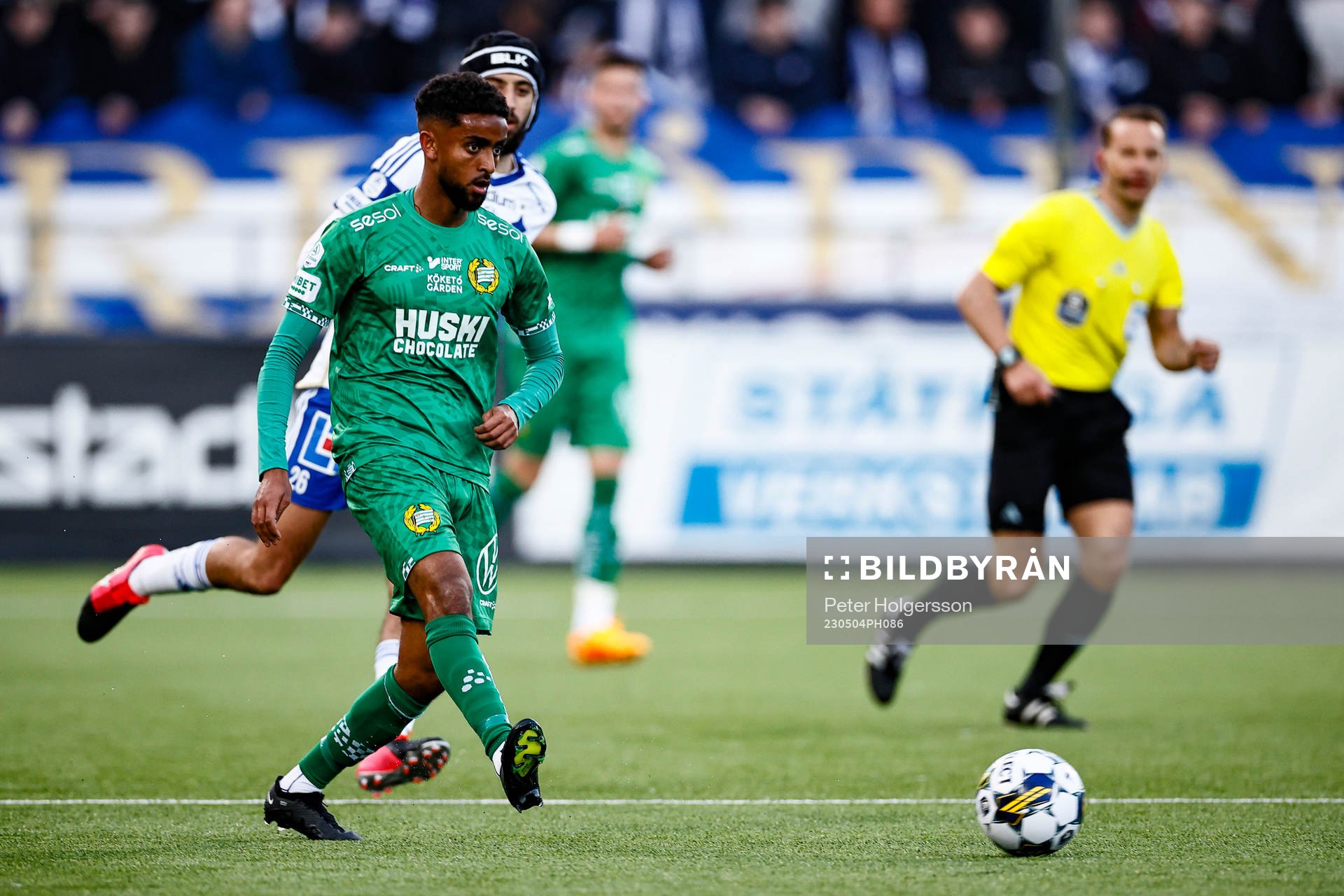 Hammarbys Tesfaldet Tekie under fotbollsmatchen i Allsvenskan mellan IFK Norrköping och Hammarby den 4 maj 2023 i Norrköping. 