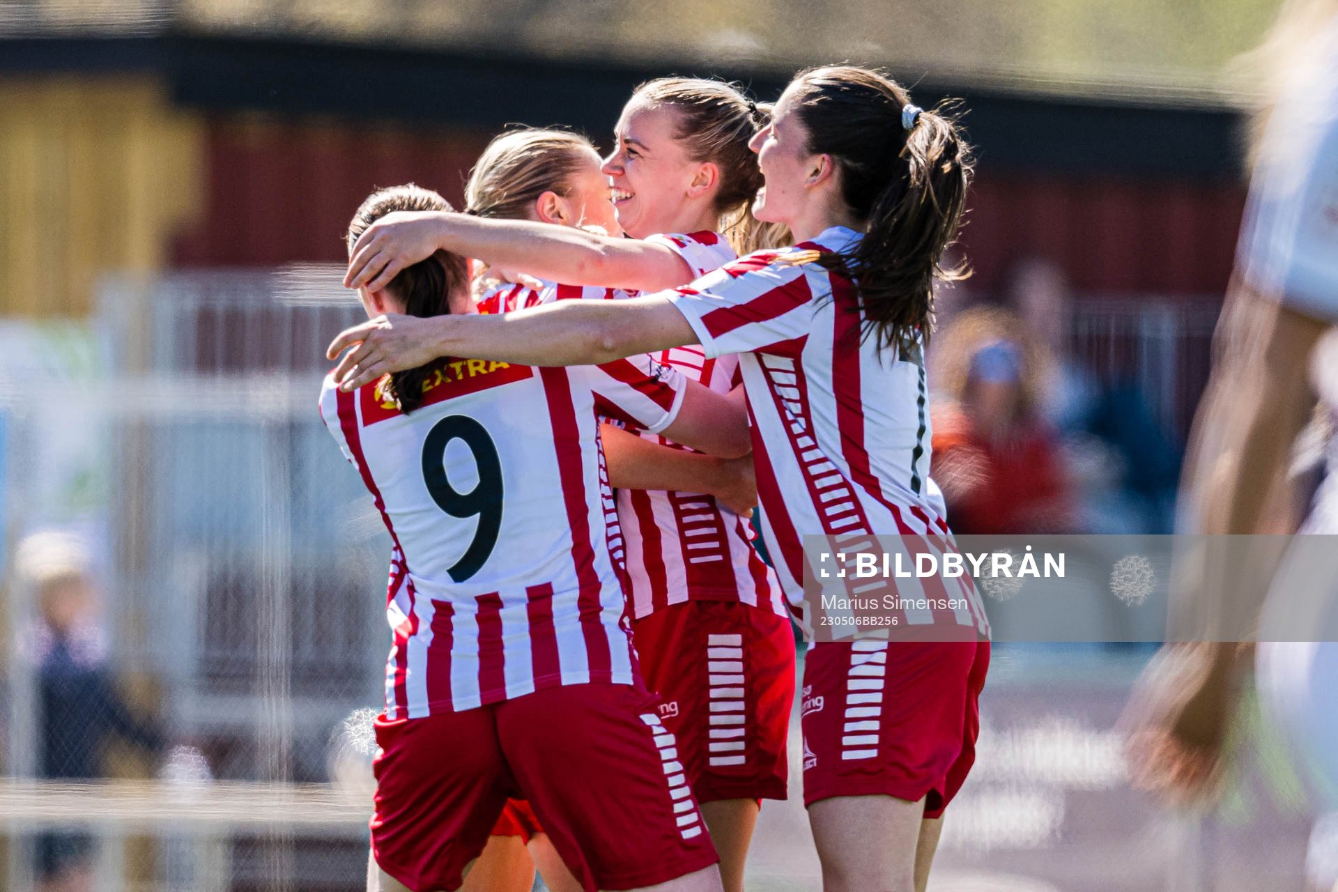 Sofie Mykkeltveit Tunes of TIL 2020 celebrates after scoring the 0-2 goal during the 1. division football match between Øvrevoll Hosle and TIL 2020 on May 6, 2023 in Bærum.