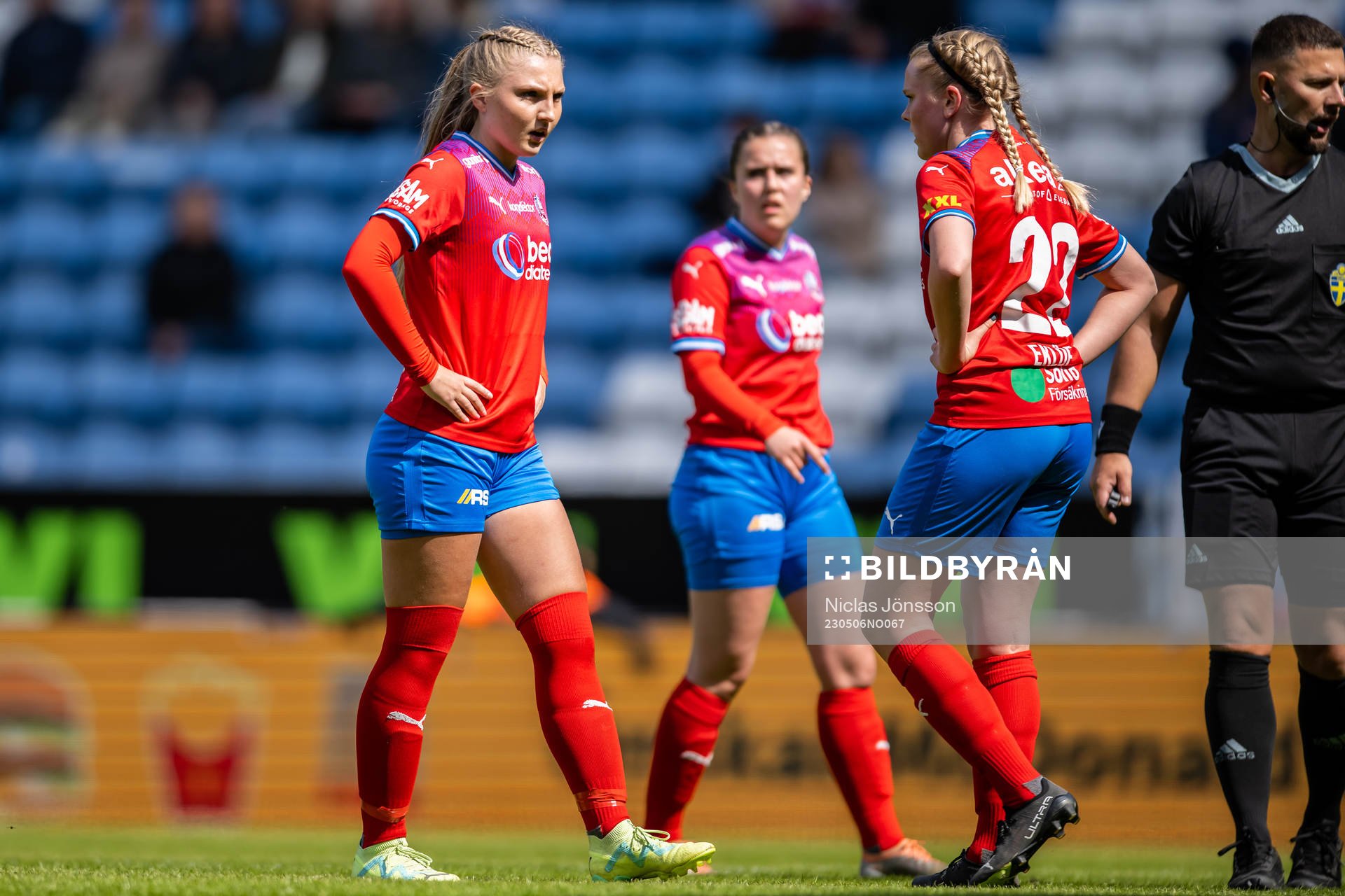 Helsingborgs Tilda Jonhag under fotbollsmatchen i Div 2 Västra Götaland mellan Helsingborg och Qviding den 6 maj 2023 i Helsingborg.
