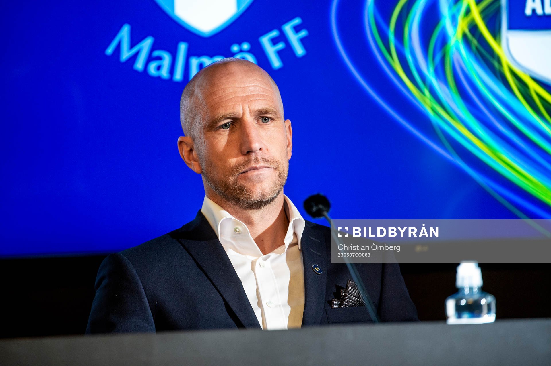 Malmö FFs tränare Henrik Rydström på en presskonferens