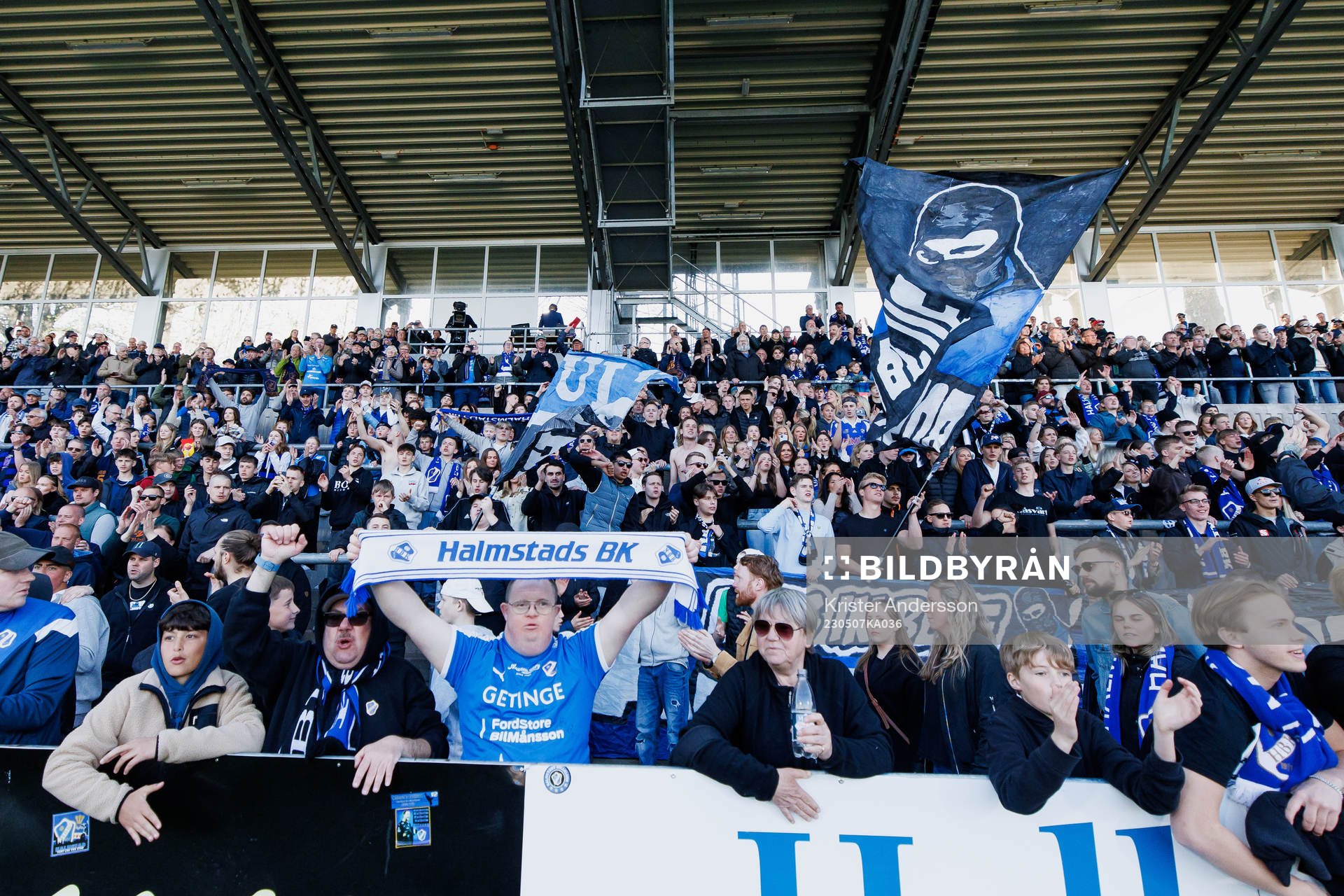Halmstads supportrar som jublar