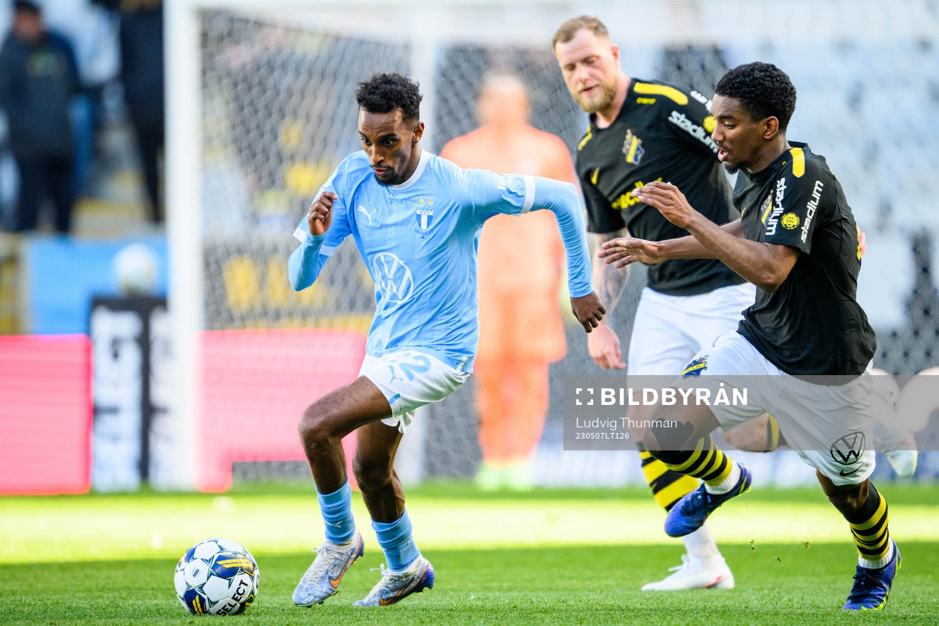 Malmö FFs Taha Ali under fotbollsmatchen i Allsvenskan mellan Malmö FF och AIK den 7 maj 2023 i Malmö. 
