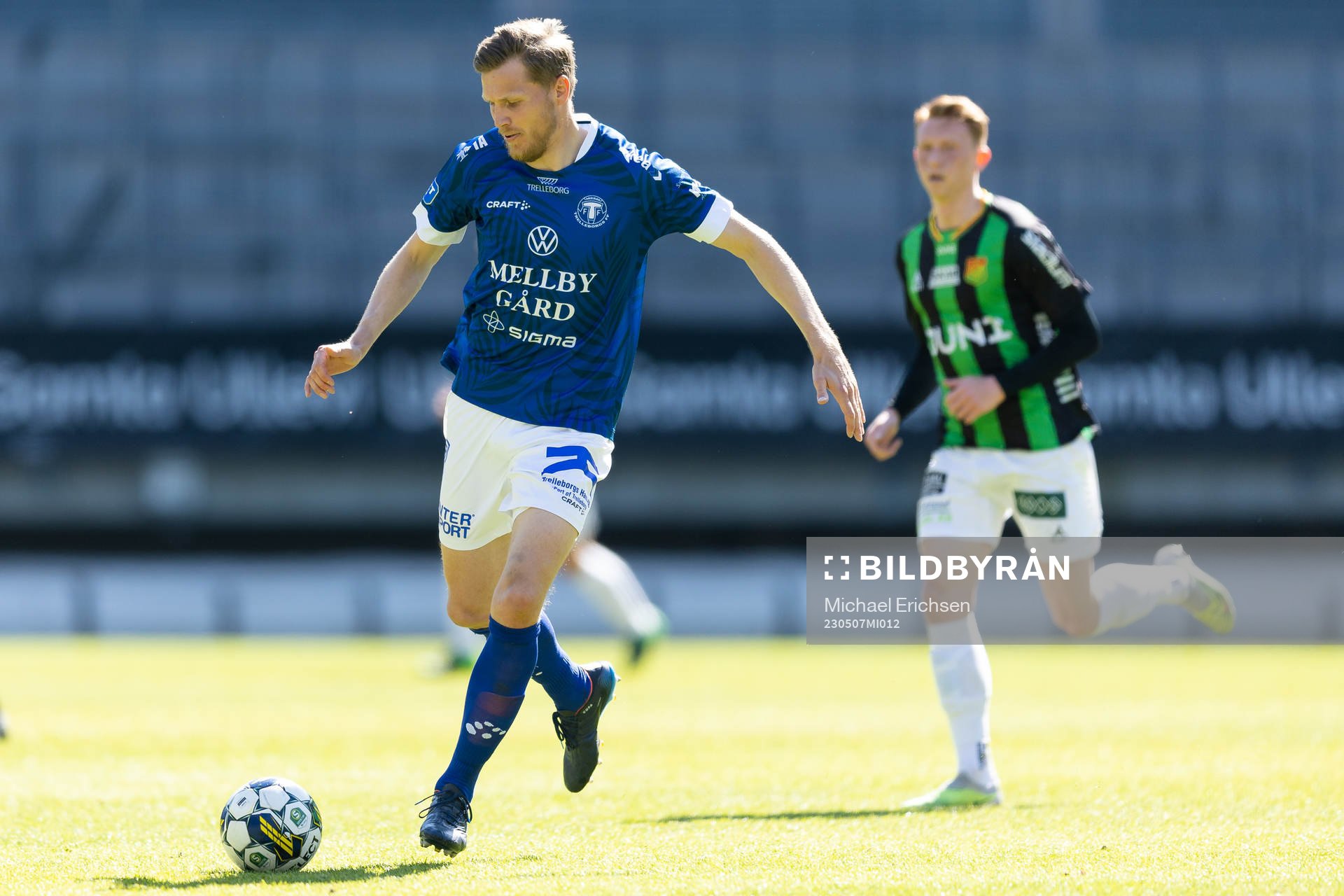 Trelleborgs Mikko Viitikko under fotbollsmatchen i Superettan mellan GAIS och Trelleborg den 7 maj 2023 i Göteborg. 