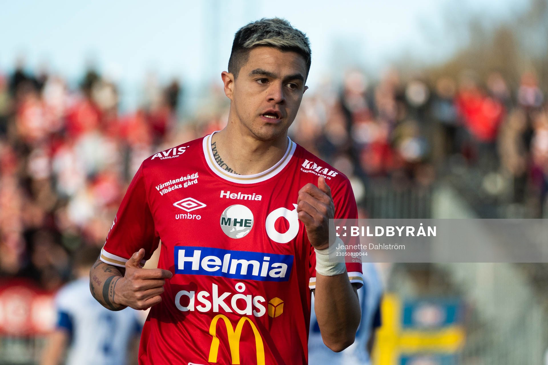 Degerfors Sean Sabetkar under fotbollsmatchen i Allsvenskan mellan Degerfors och IFK Norrköping den 8 maj 2023 i Degerfors. 