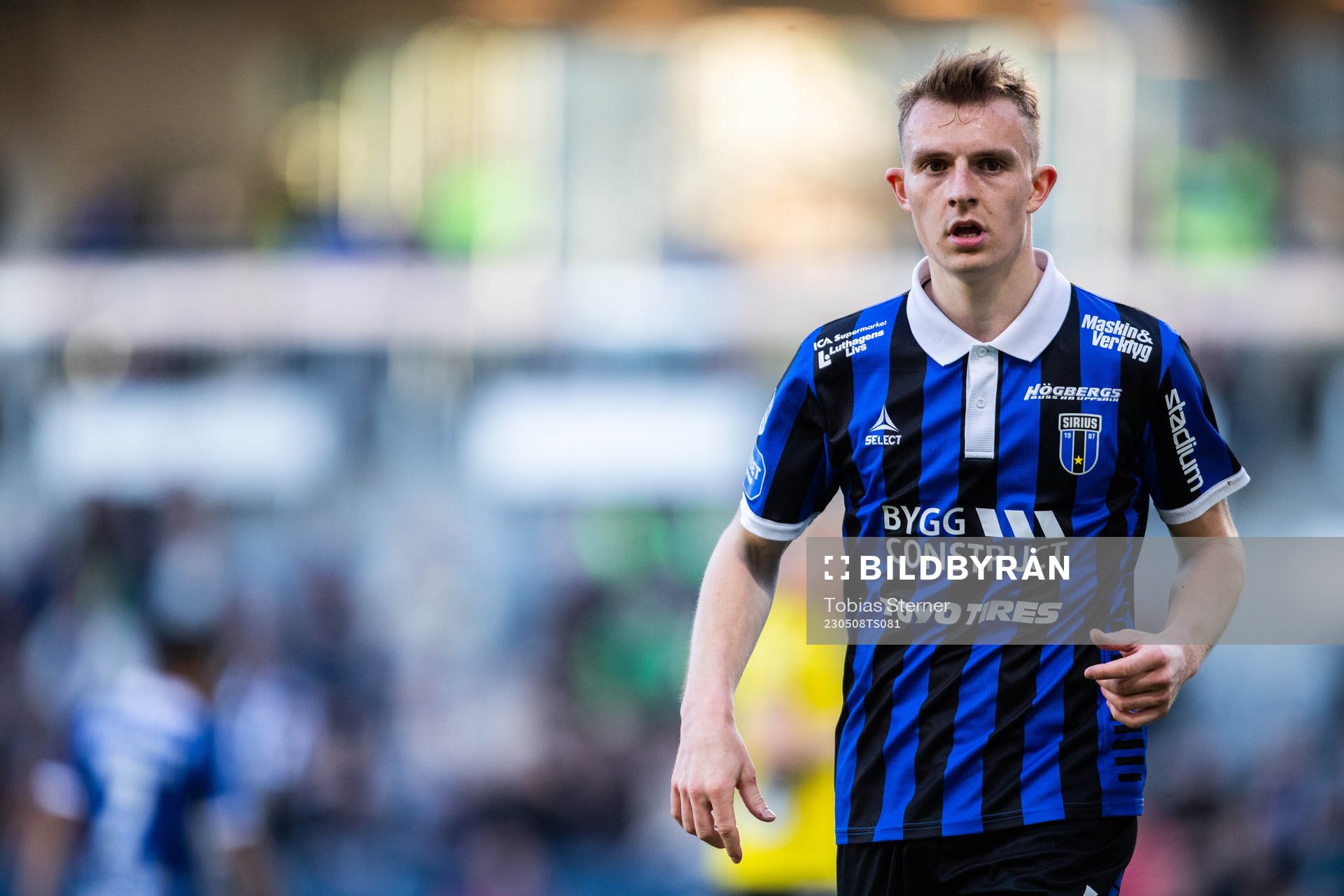 Sirius Magnus Kaastrup under fotbollsmatchen i Allsvenskan mellan Sirius och Elfsborg den 8 maj 2023 i Uppsala. 