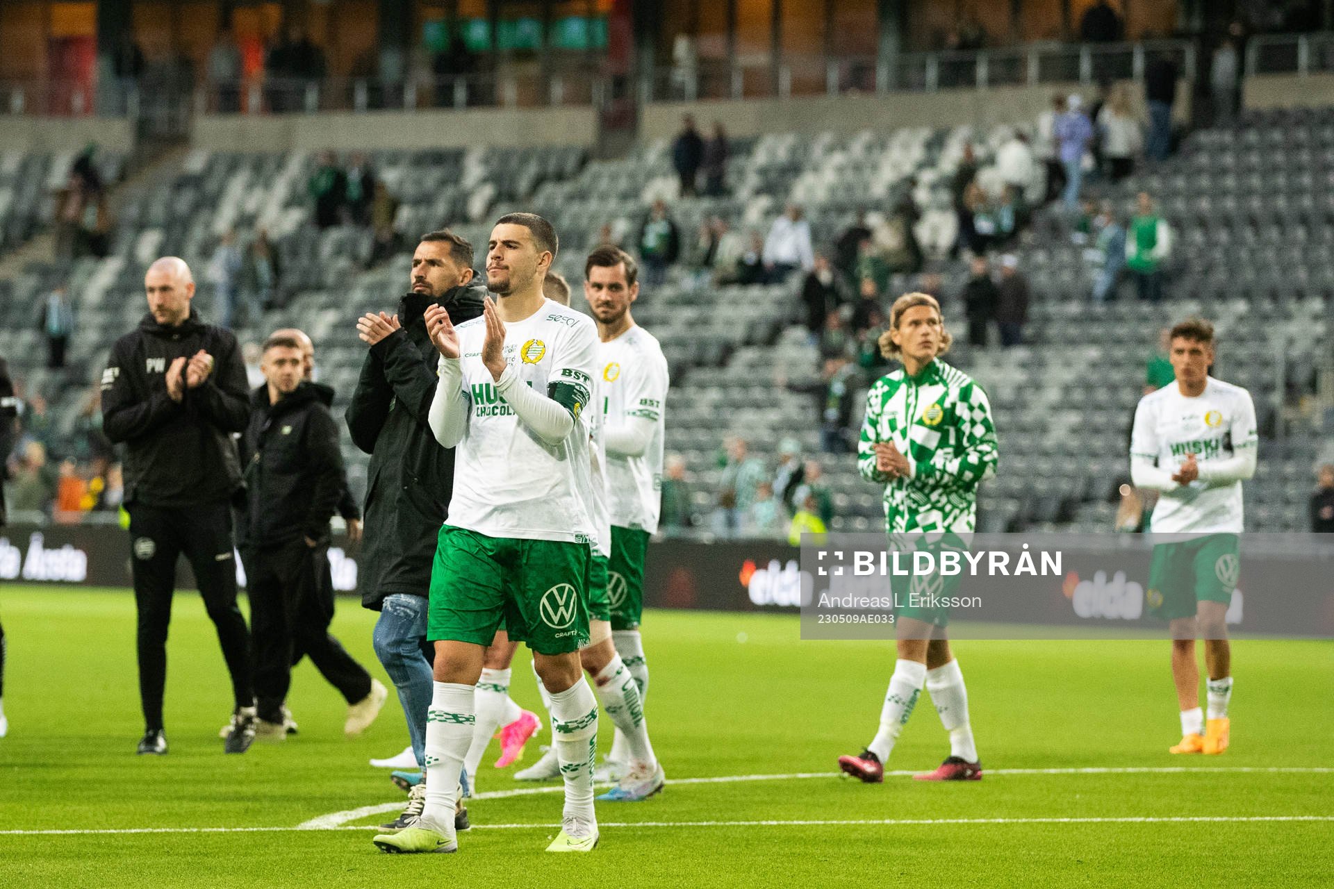 Hammarbys Edvin Kurtulus efter fotbollsmatchen i Allsvenskan mellan Hammarby och Mjällby den 9 maj 2023 i Stockholm. 