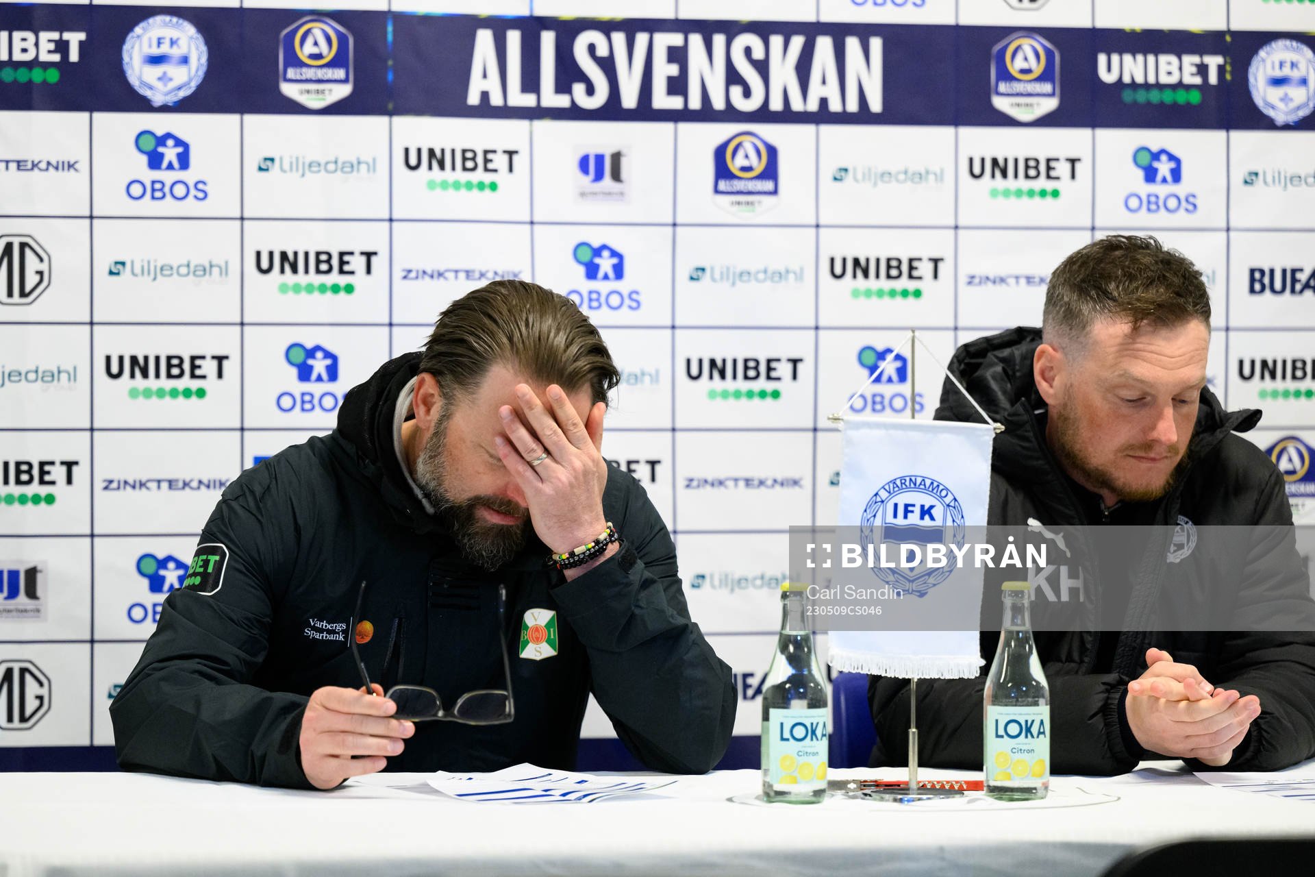 Varbergs huvudtränare Joakim Persson  och Värnamos