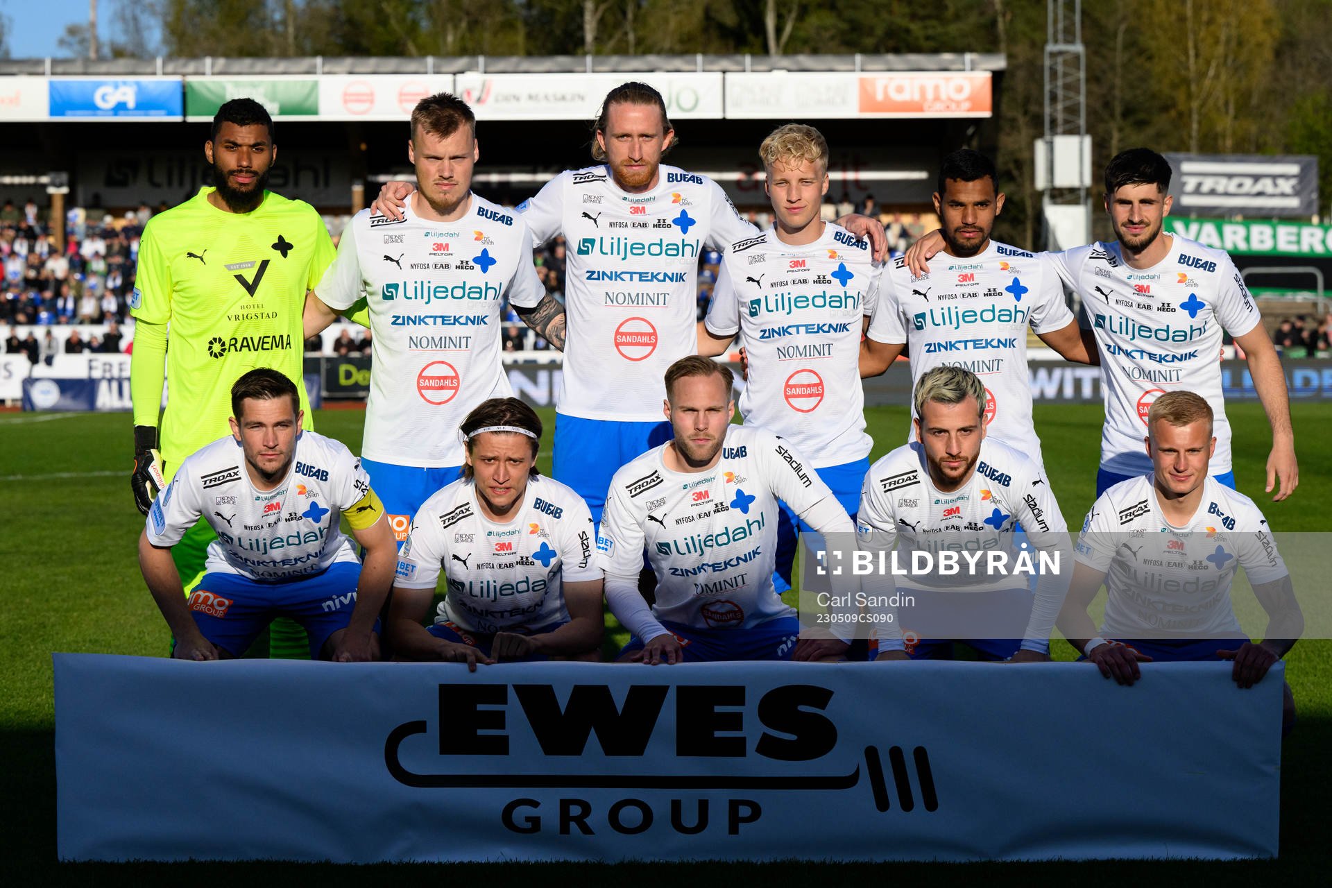 Värnamos startelva innan fotbollsmatchen i Allsvenskan