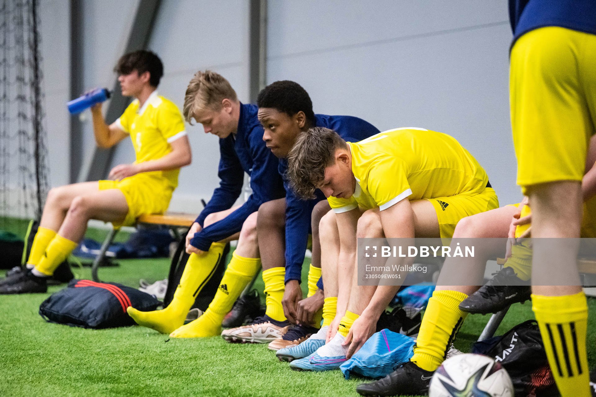 Keyano Marrah och Erik Malmstedt under matchläger med F17-landslaget den 9 maj 2023 i Stockholm. 