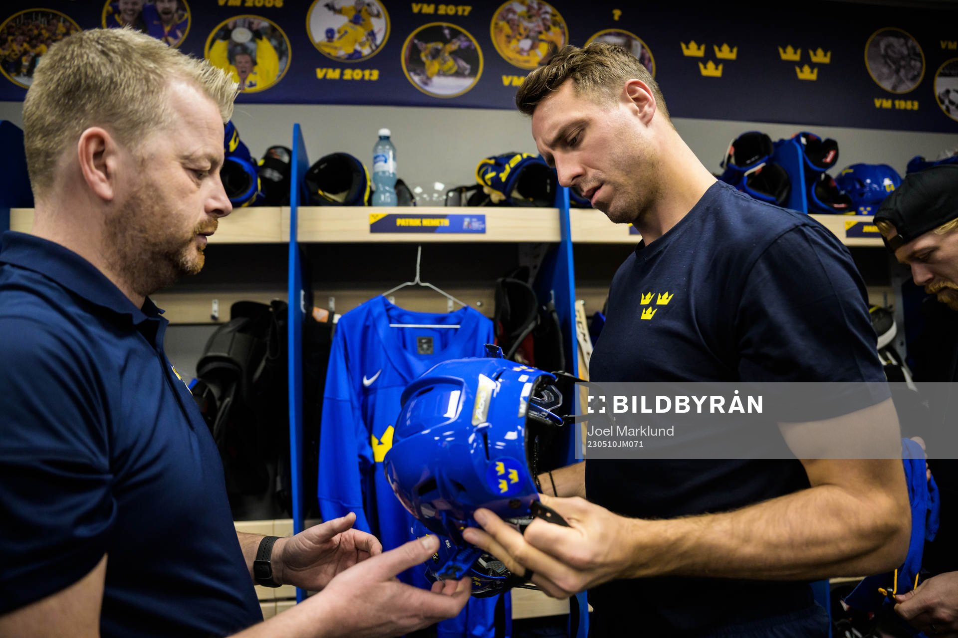 Equipment manager Mikael Lundström and Patrik Nemeth of