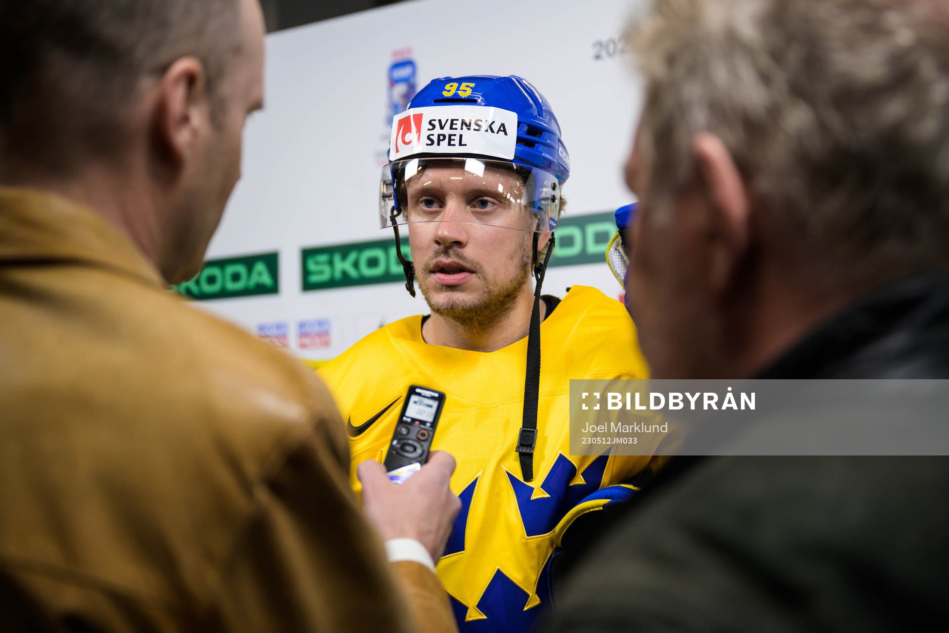Jacob de la Rose of Sweden is being interviewed by media