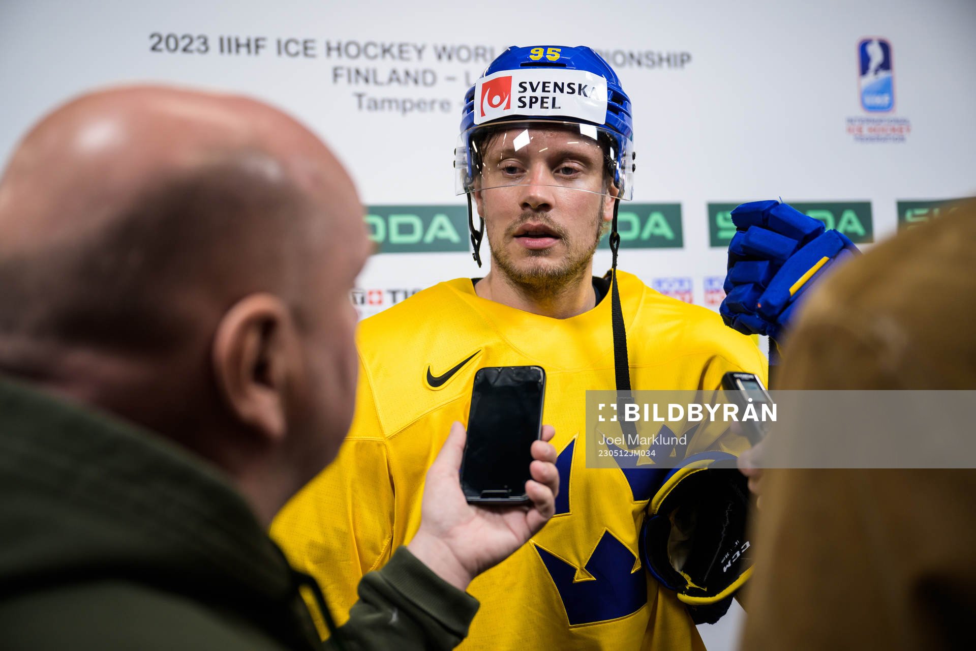 Jacob de la Rose of Sweden is being interviewed by media