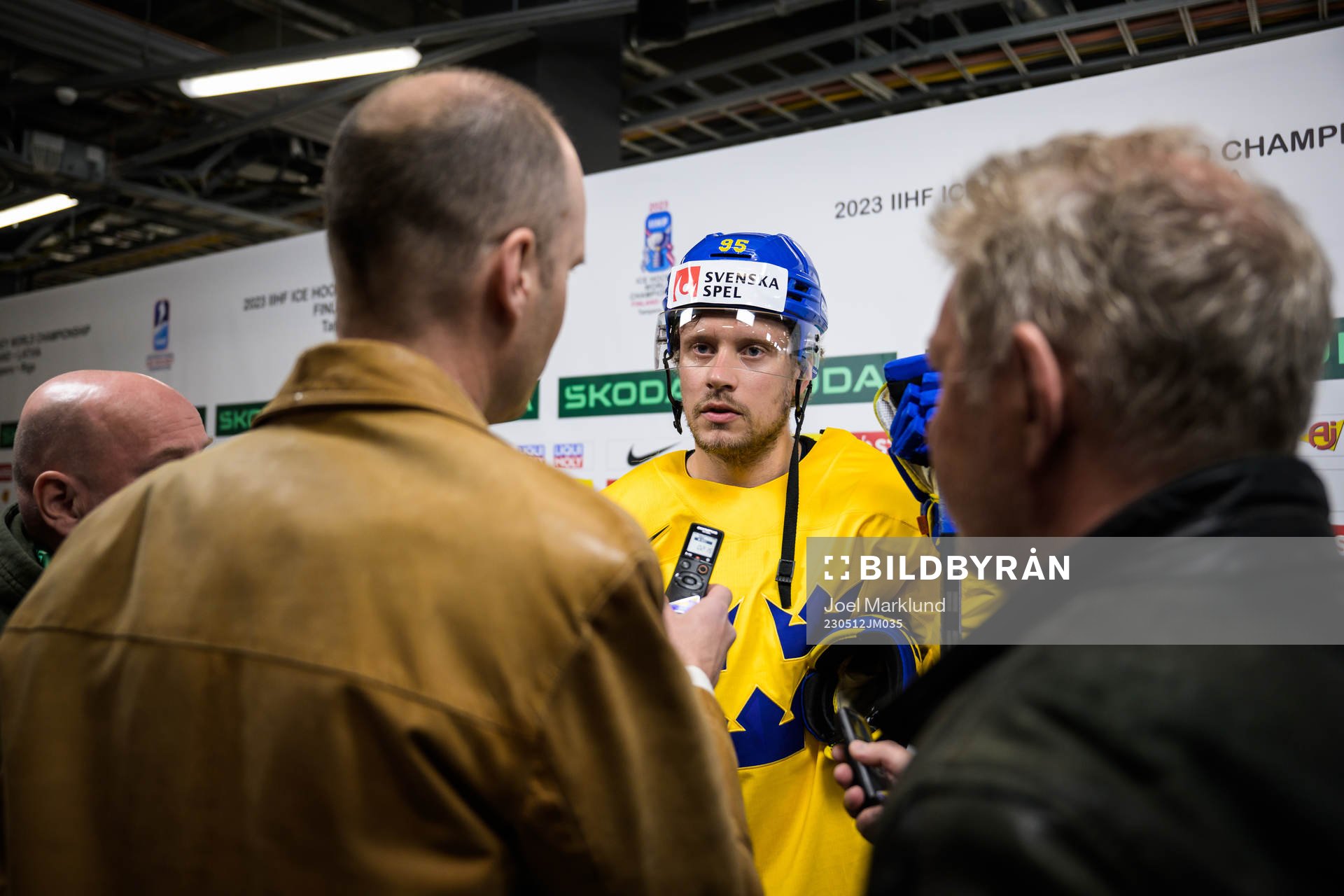 Jacob de la Rose of Sweden is being interviewed by media