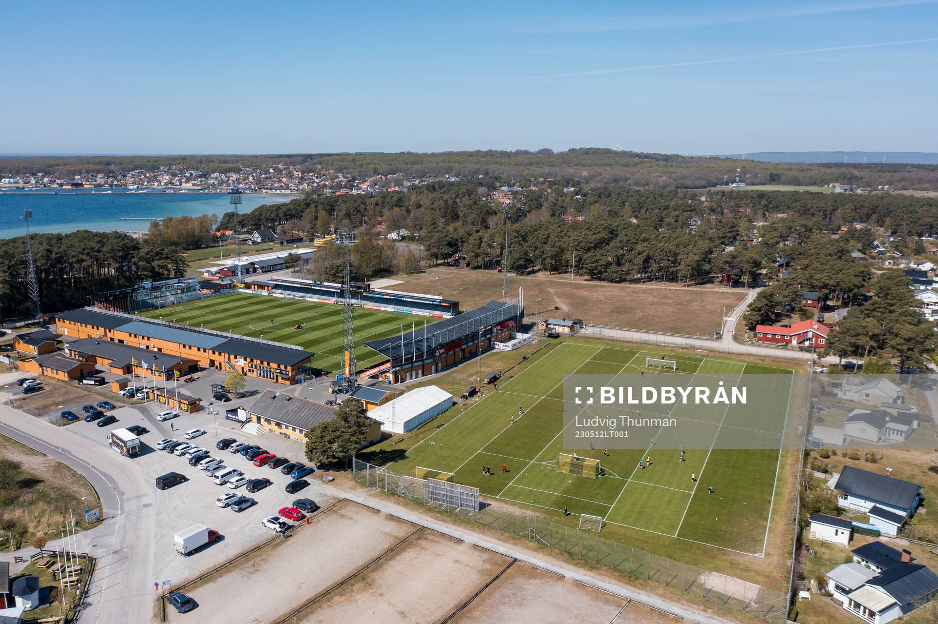 Drönarvy över Strandvallen