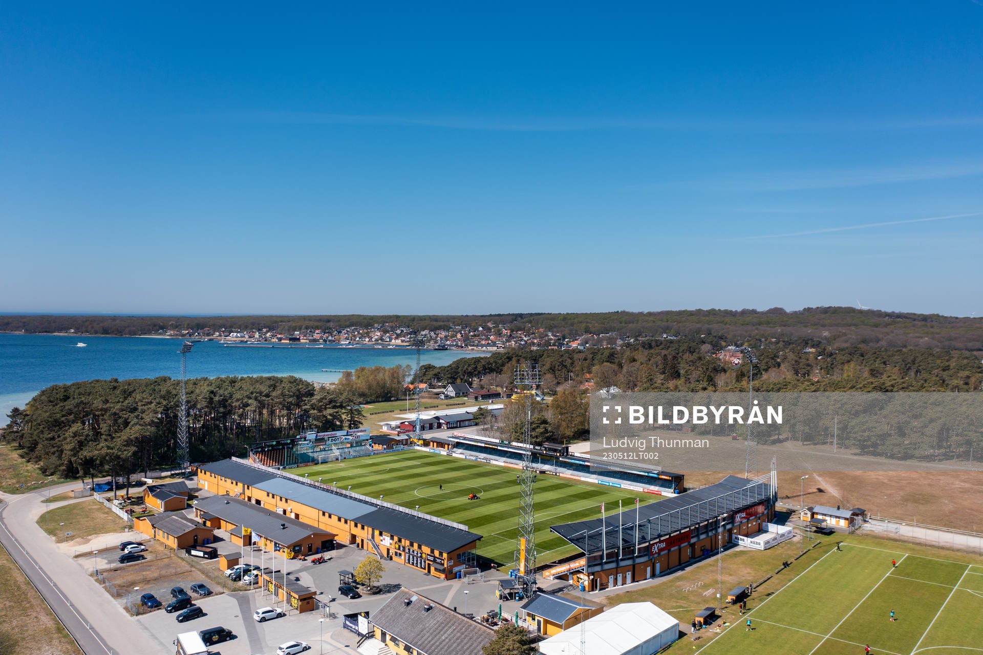 Drönarvy över Strandvallen