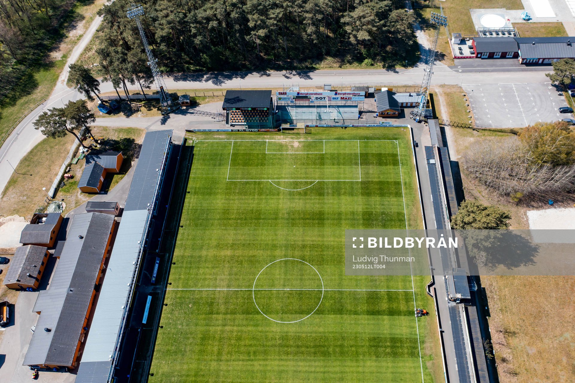 Drönarvy över Strandvallen