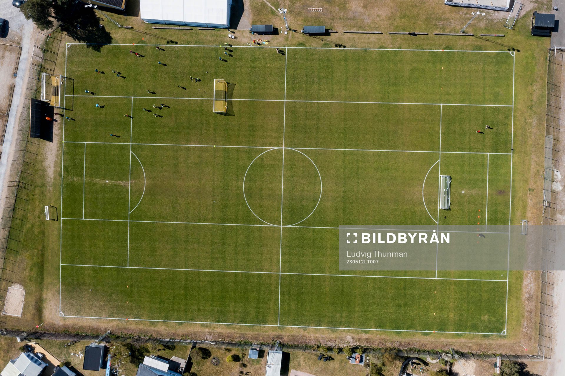 Drönarvy över Strandvallen