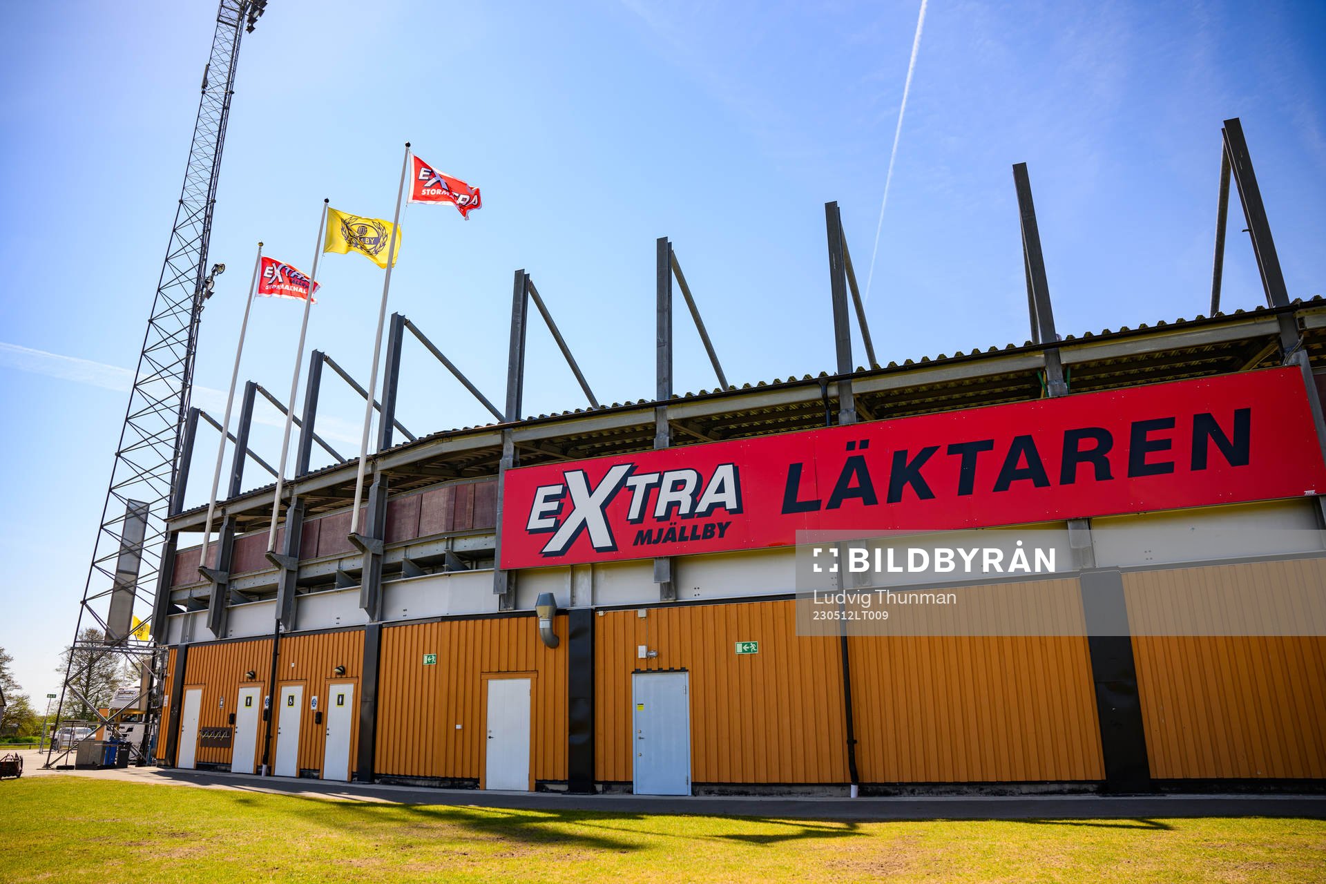 Exteriör vy över Strandvallen Extra Läktaren