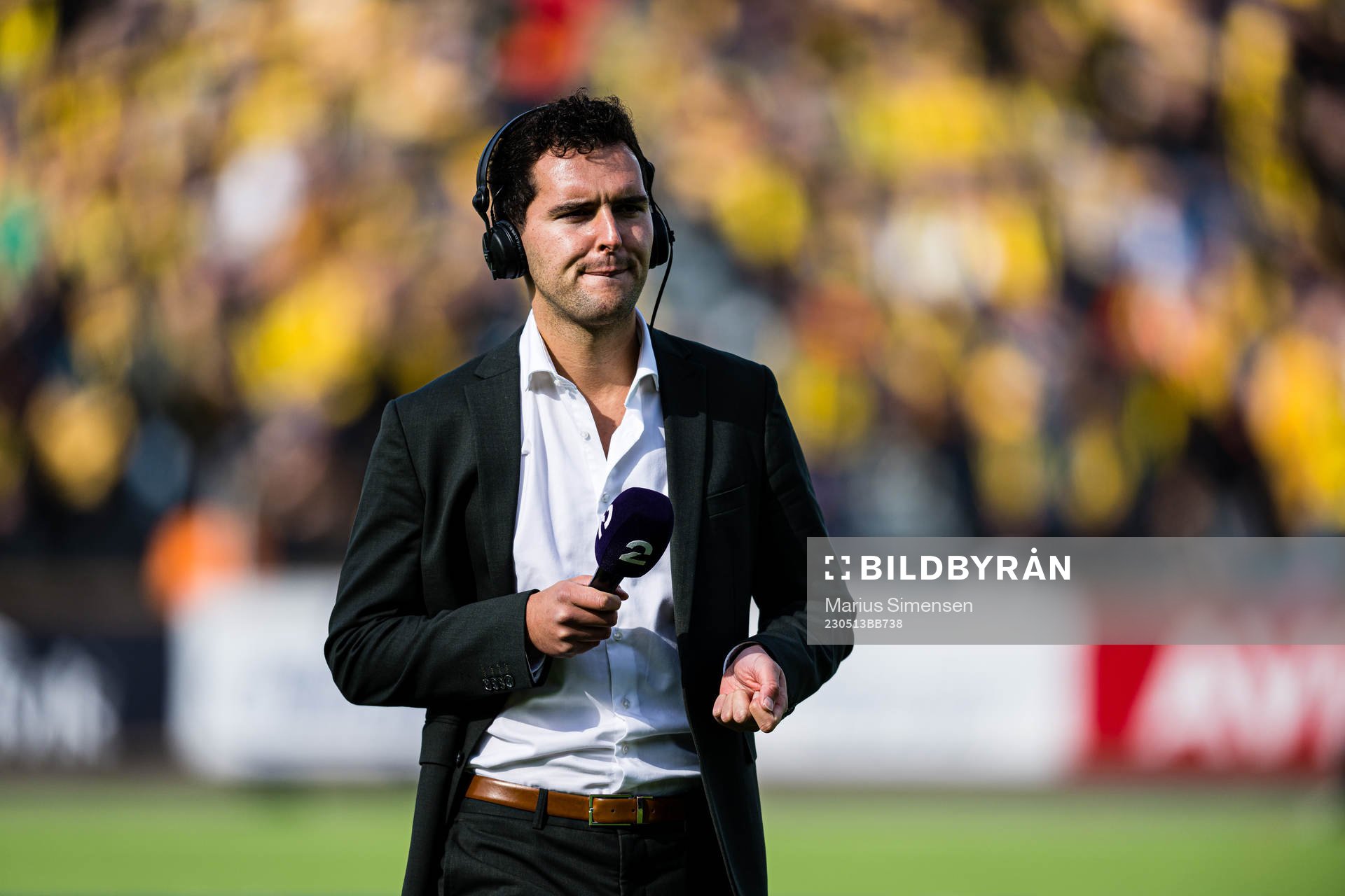 Arilas Ould-Saada of TV 2, ahead of the Eliteserien match between Bodø/Glimt and Rosenborg on May 13, 2023 in Bodø.