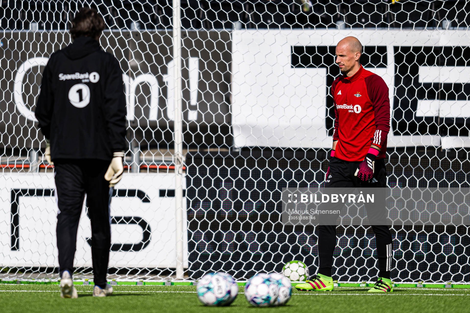 Andre Hansen of Rosenborg warms up ahead of the Eliteserien match between Bodø/Glimt and Rosenborg on May 13, 2023 in Bodø.