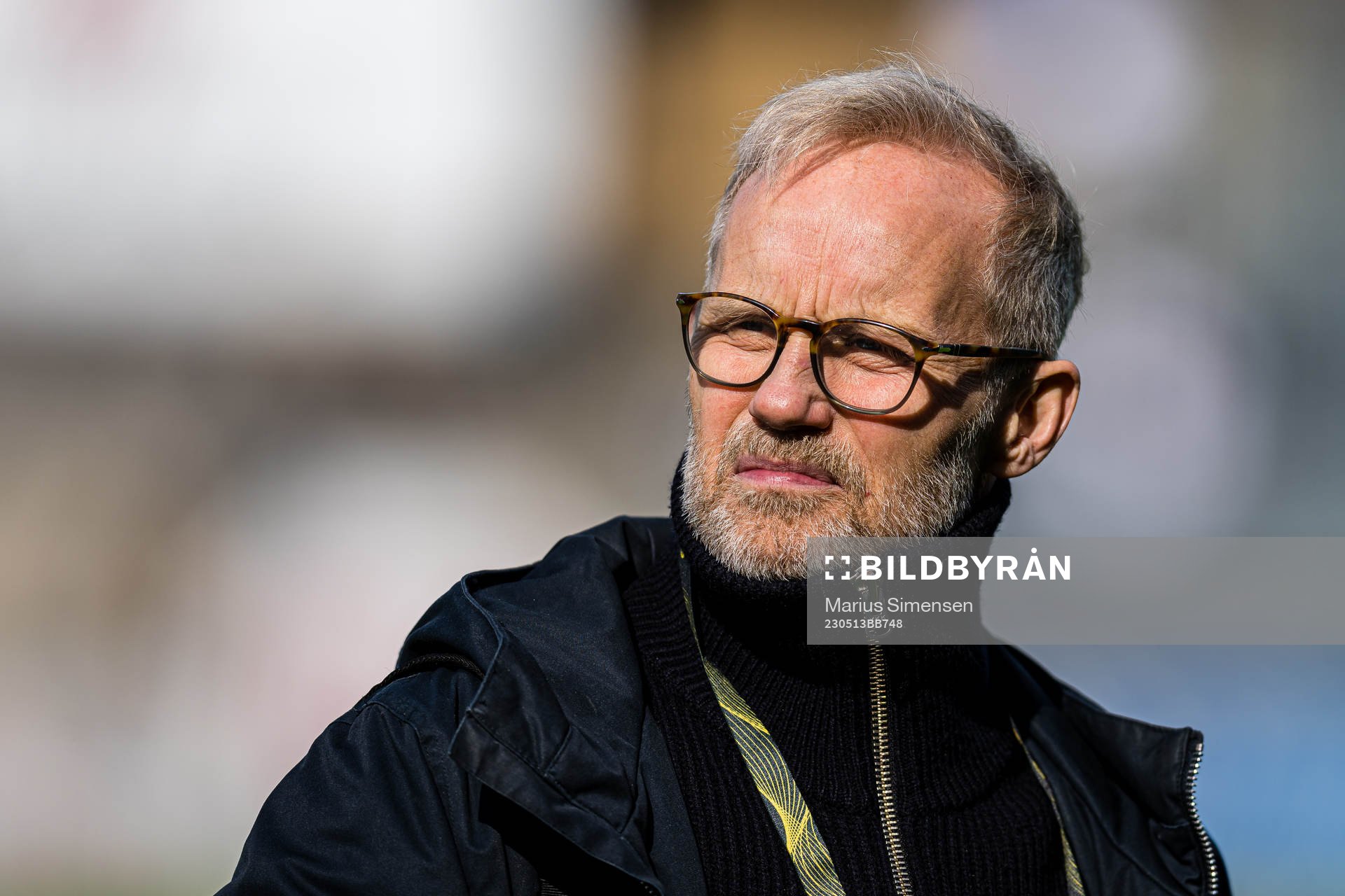Øyvind Alsaker, of broadcaster TV 2, ahead of the Eliteserien match between Bodø/Glimt and Rosenborg on May 13, 2023 in Bodø.