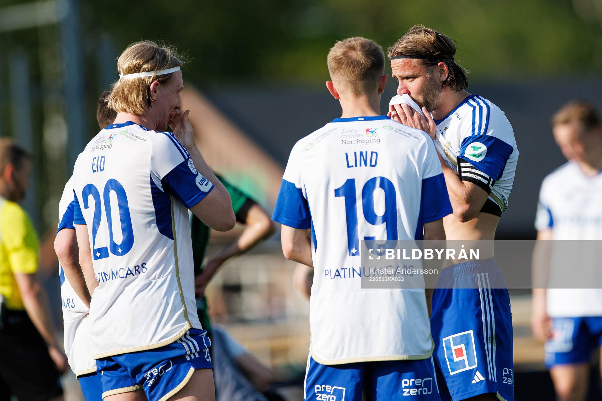 IFK Norrköpings Daniel Fritz Eid, Victor Stange Lind och