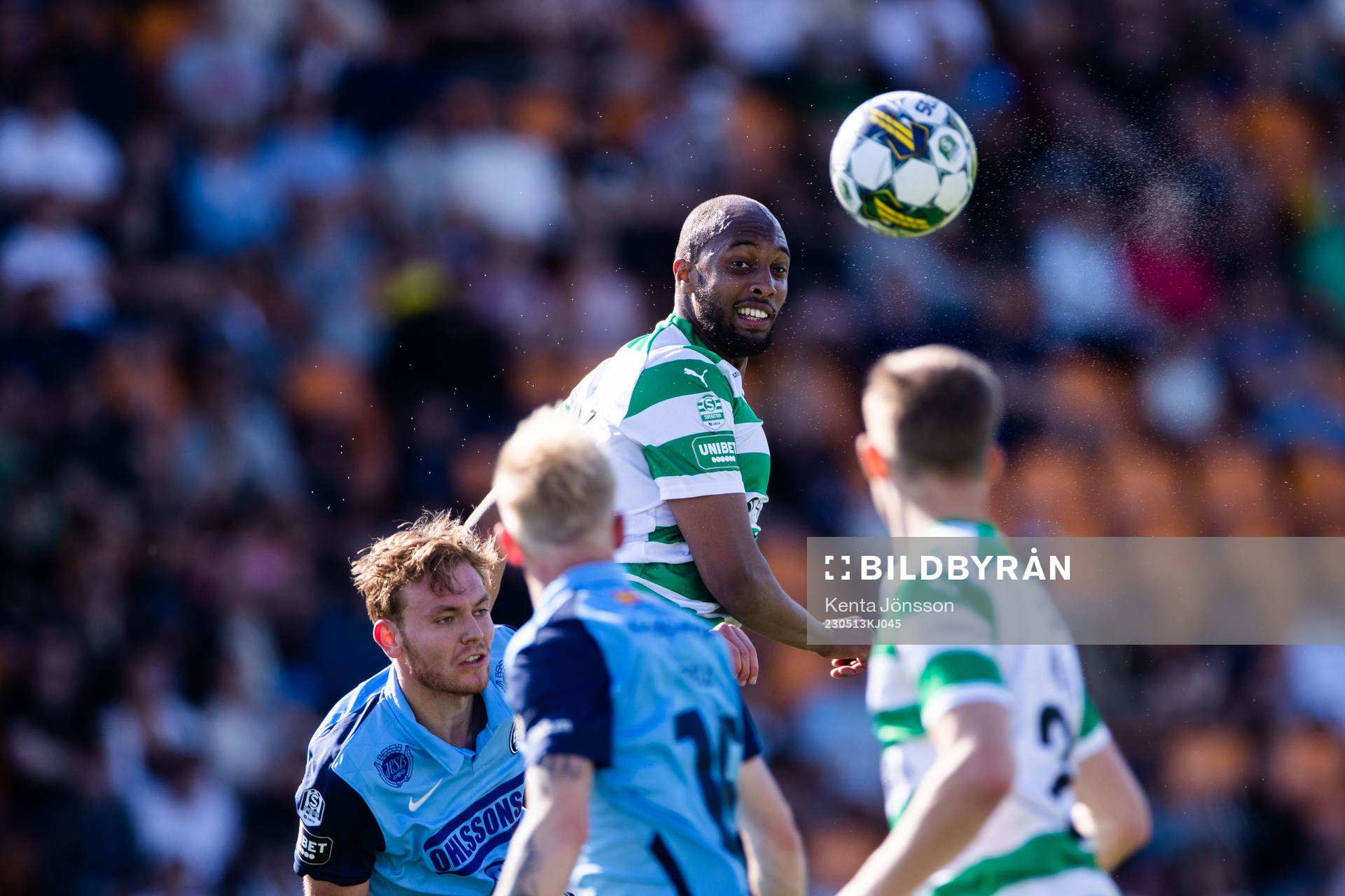 Västerås SKs Jabir Abdihakim Ali under fotbollsmatchen i Superettan mellan Västerås SK och Landskrona den 13 maj 2023 i Västerås. 
