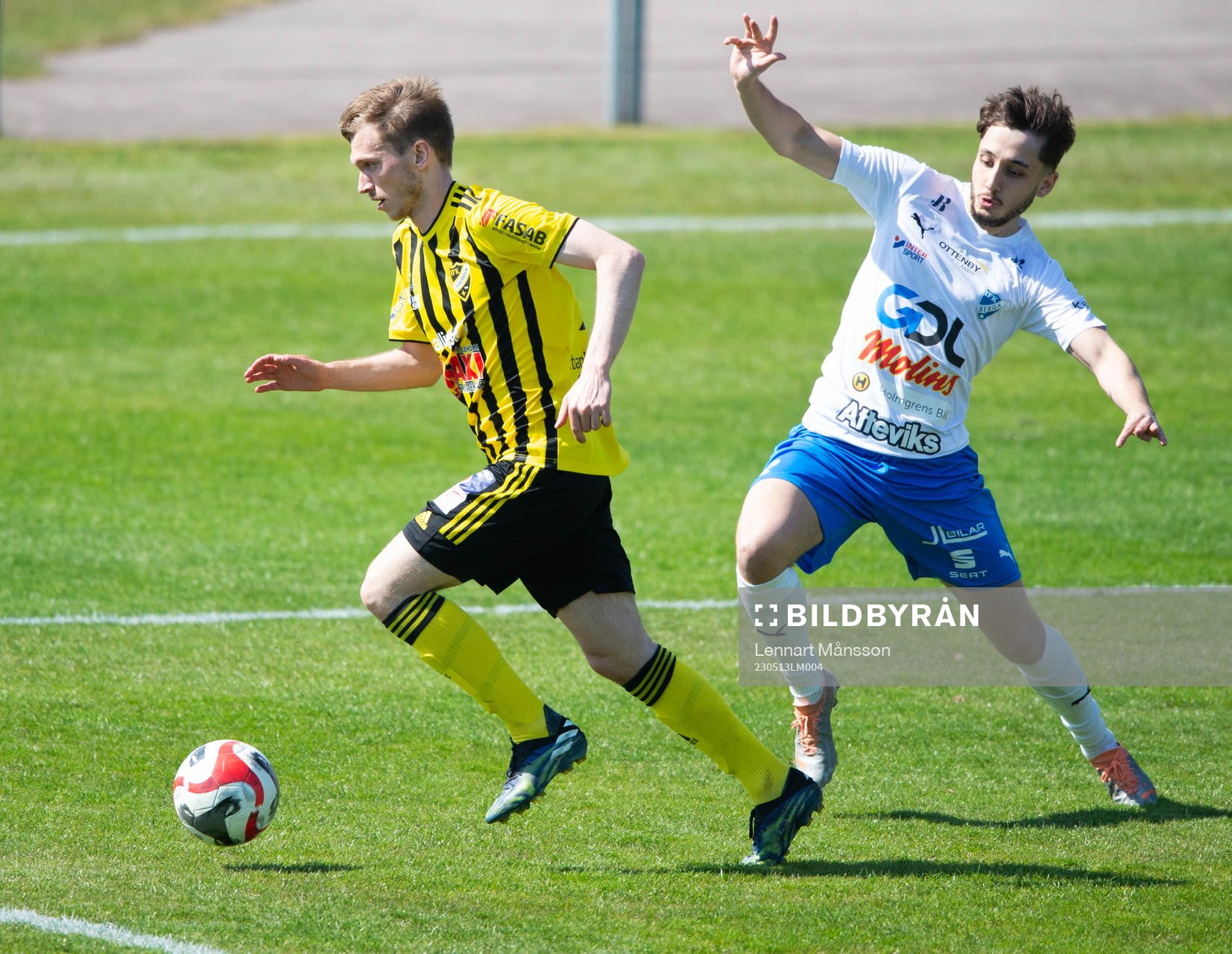 IFK Hässleholms Edvin Nilsson i matchen i division 2 mellan IFK Hässleholm och IFK Berga i Hässleholm 13 maj 2023.