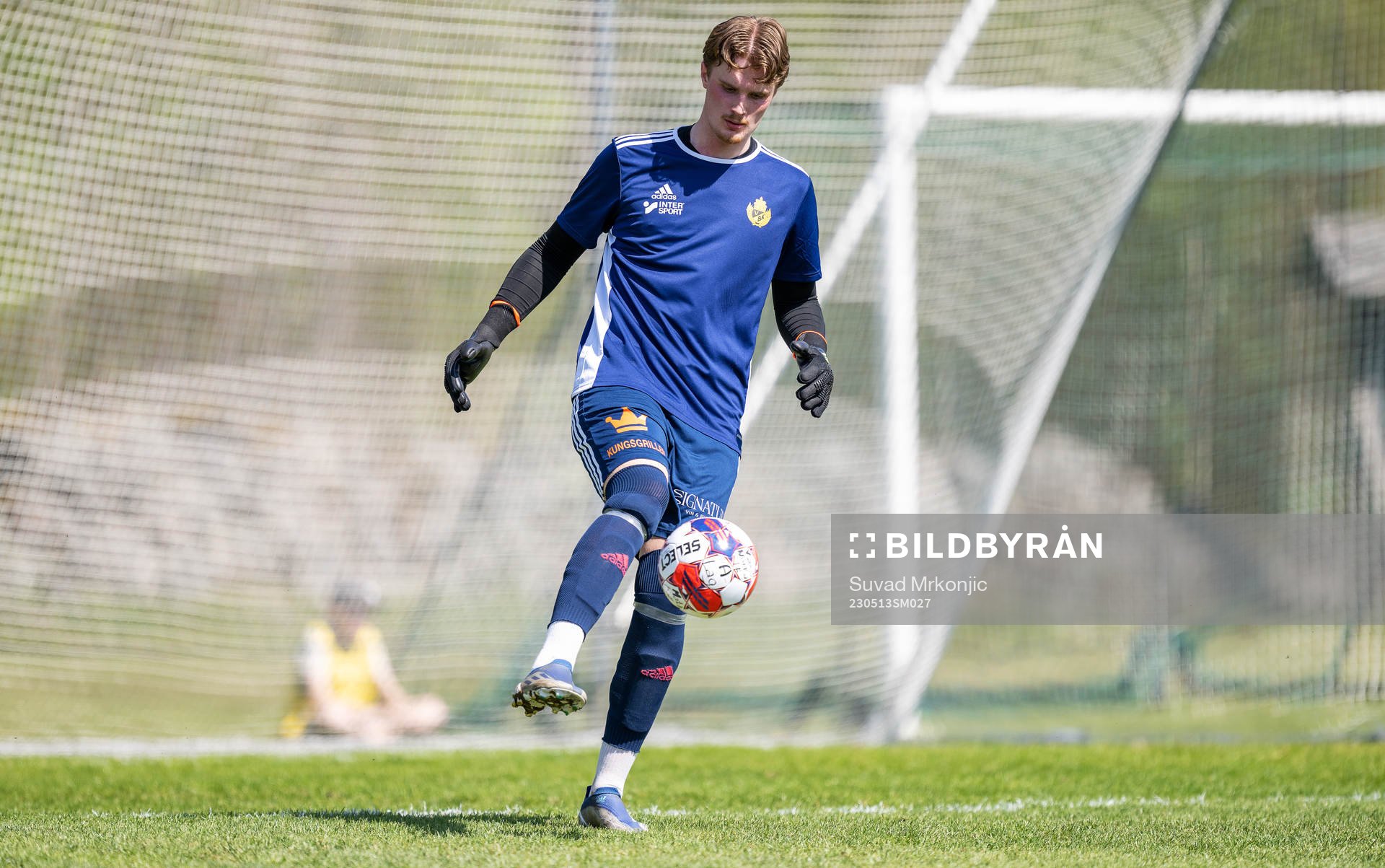 Växjö BKs målvakt Rickard Fransson under fotbollsmatchen i division 3 sydöstra götaland mellan Växjö Norra och Växjö BK den 13 maj 2023 i Växjö. 