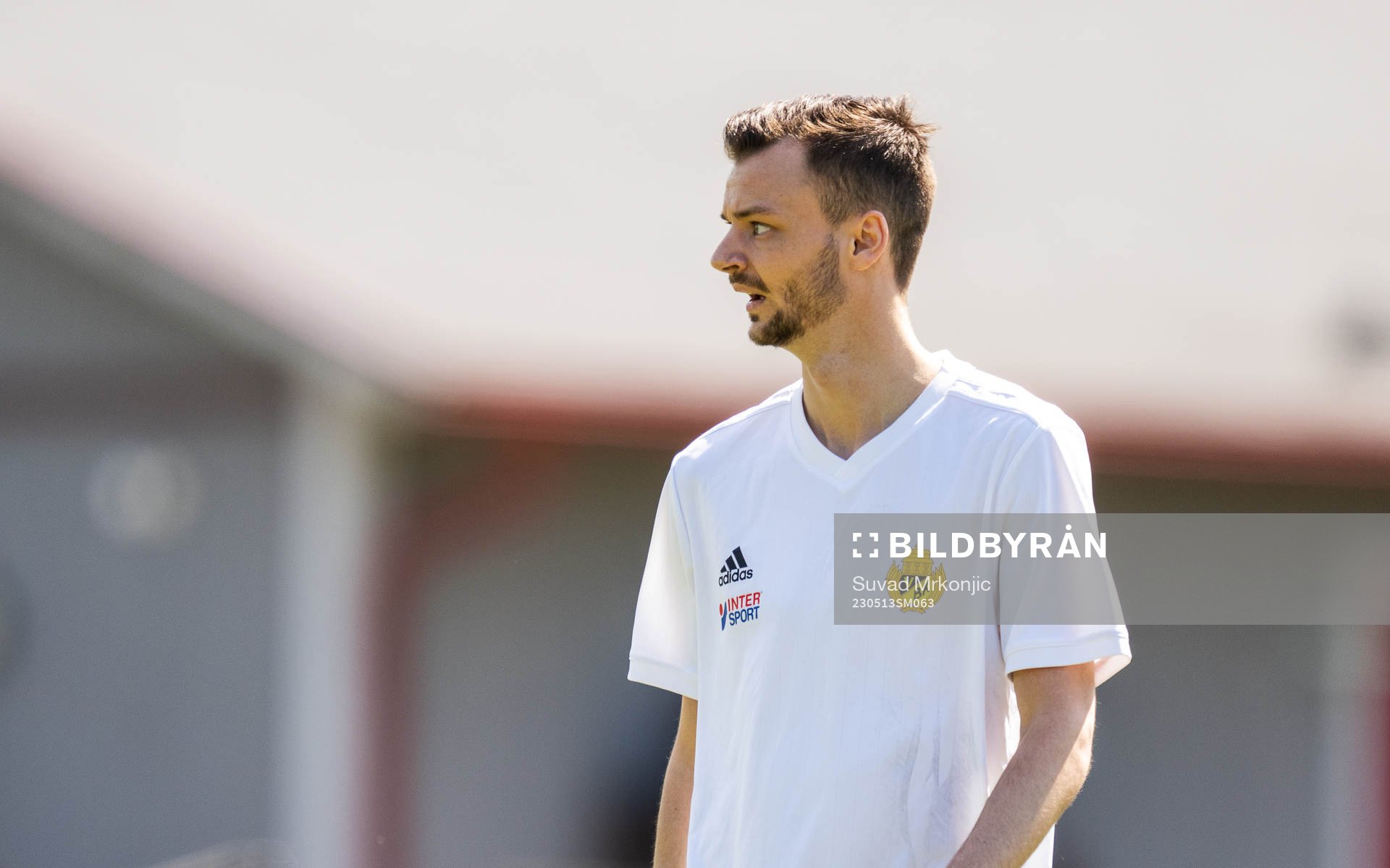 Växjö BKs Oscar Hagberg under fotbollsmatchen i division 3 sydöstra götaland mellan Växjö Norra och Växjö BK den 13 maj 2023 i Växjö.