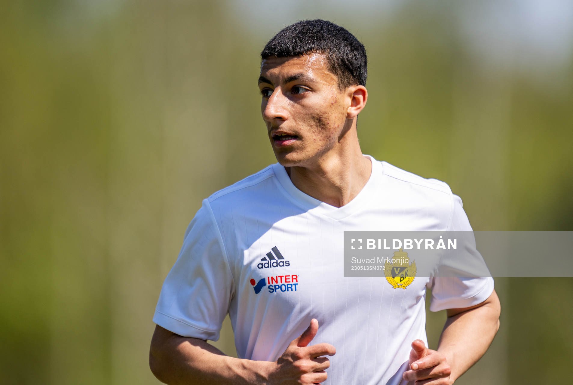 Växjö BKs Mahdi Al-Qassed under fotbollsmatchen i division 3 sydöstra götaland mellan Växjö Norra och Växjö BK den 13 maj 2023 i Växjö.