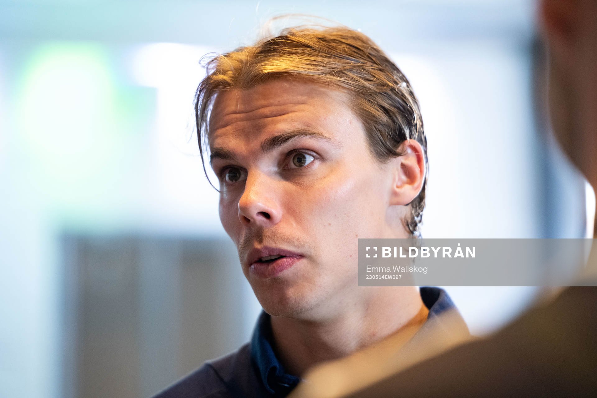 Djurgårdens Elias Andersson i mixade zonen