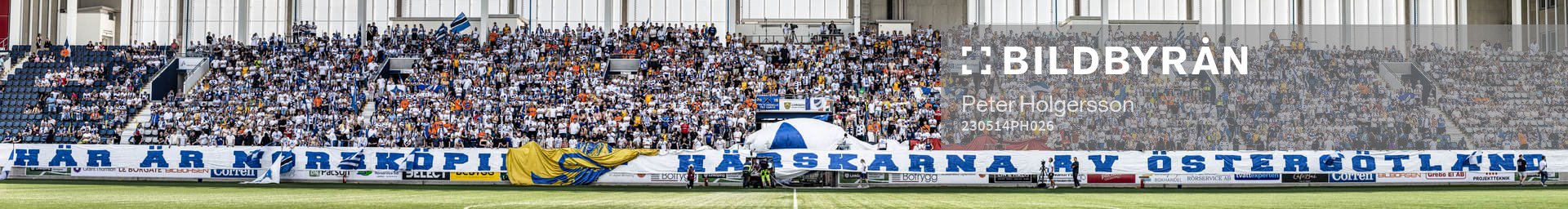 Hela långsidan med Norrköpings-supporters