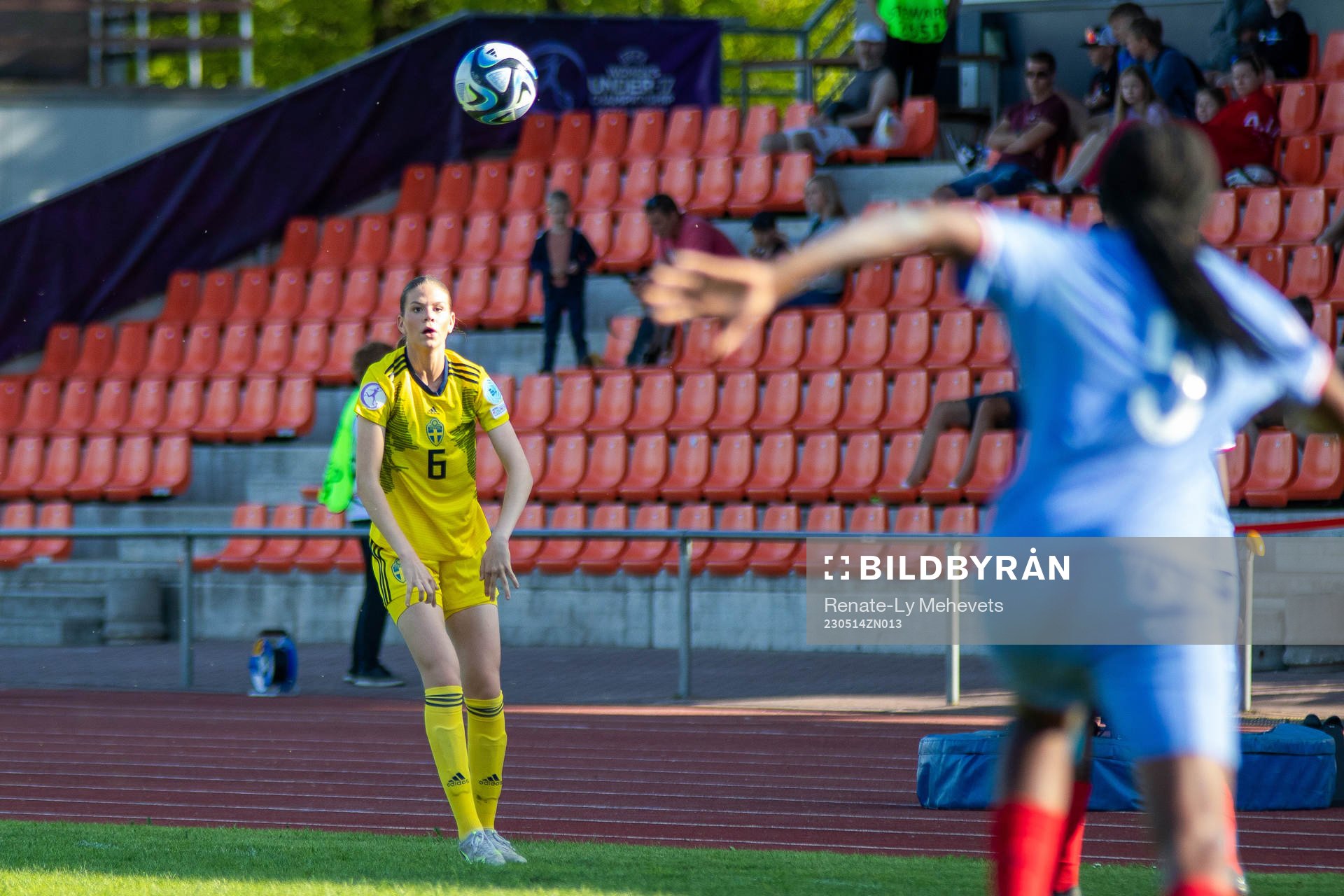Bella Andersson of Sweden during the 2023 UEFA Women's Under-17 Championship match between Sweden and France on May 14, 2023 in Tartu.