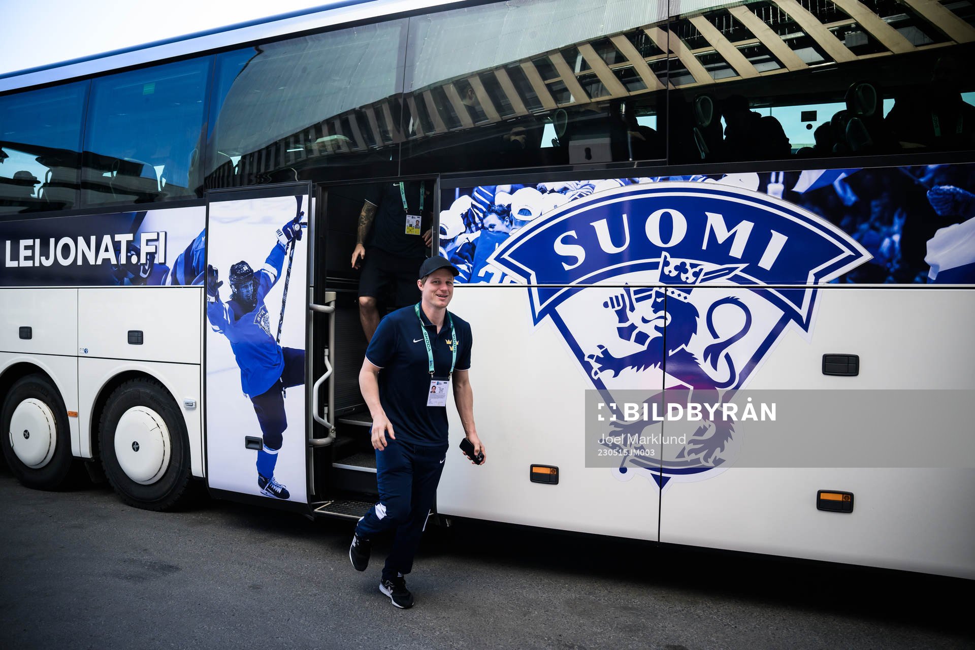 Goaltender Lars Johansson of Sweden arrives to the arena in