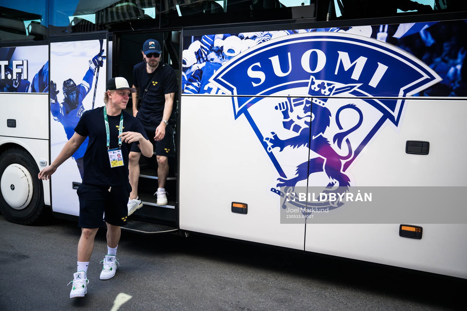 Fabian Zetterlund and Linus Johansson of Sweden arrive to