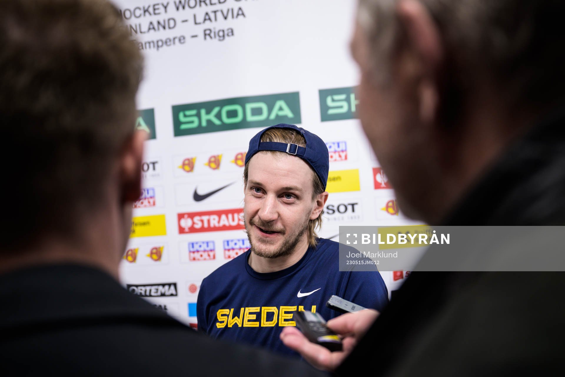 Jonathan Pudas of Sweden is being interviewed