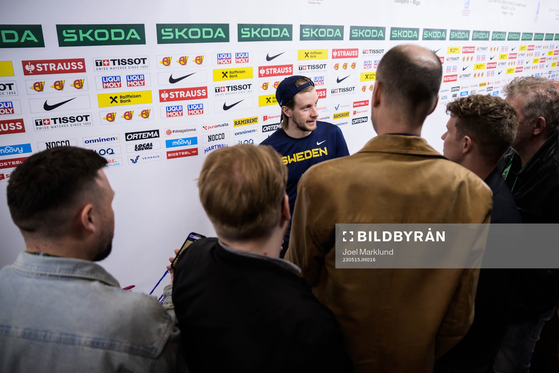 Jonathan Pudas of Sweden is being interviewed