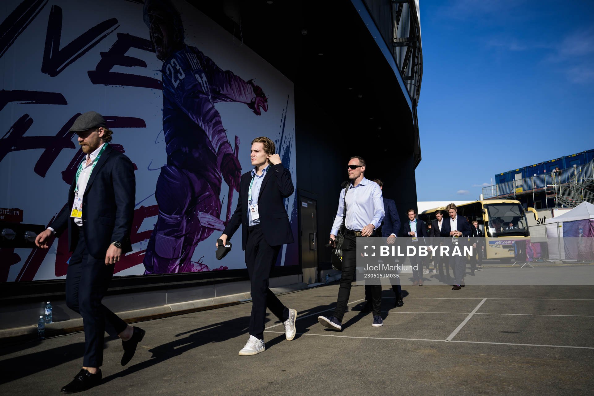 Anton Lindholm and Leo Carlsson of Sweden arrive to the