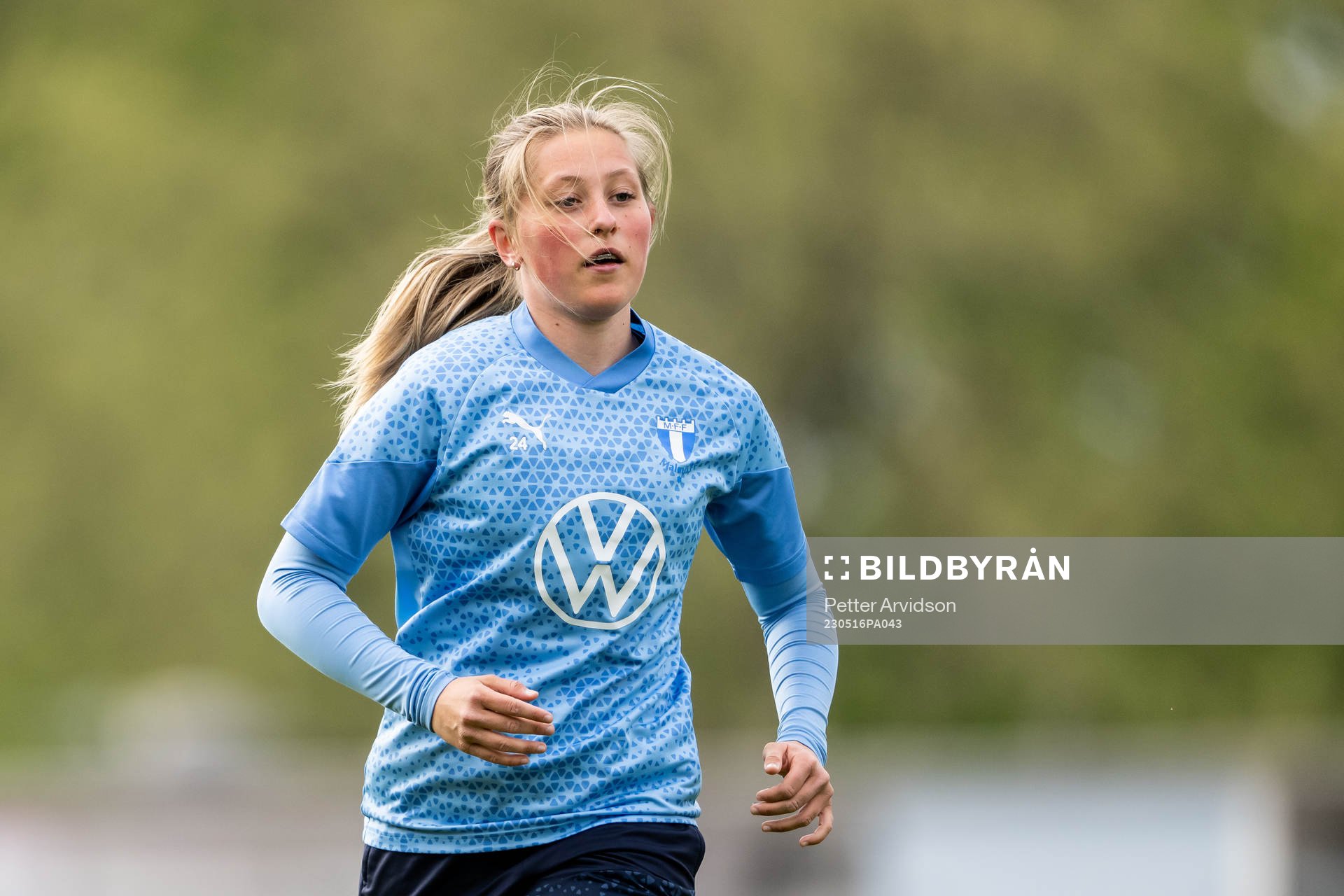 Petronella Winbland under en träning med Malmö FF den 16 maj 2023 i Malmö. 