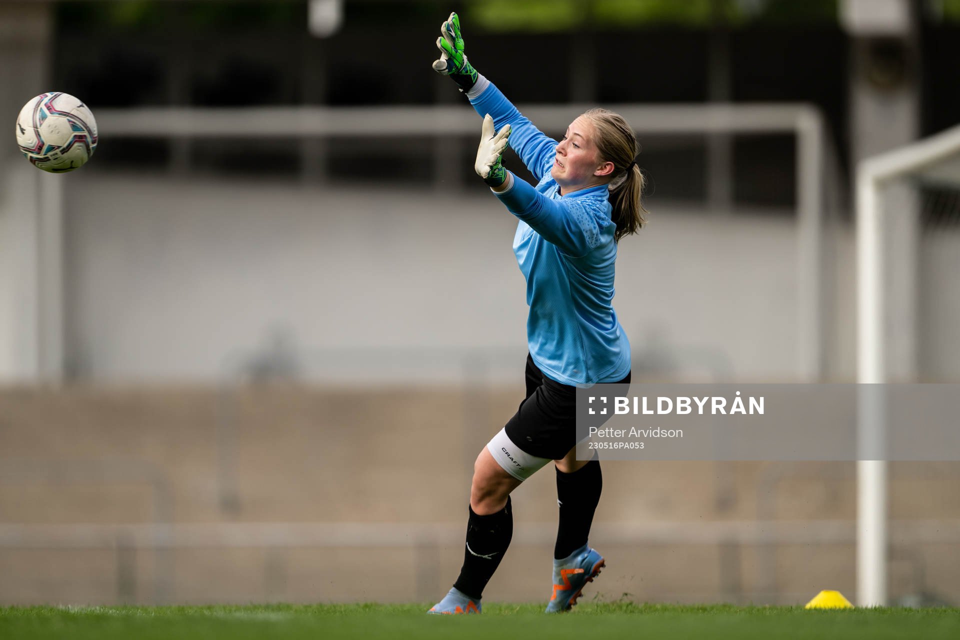 Målvakt Emelie Borg under en träning med Malmö FF den 16 maj 2023 i Malmö. 
