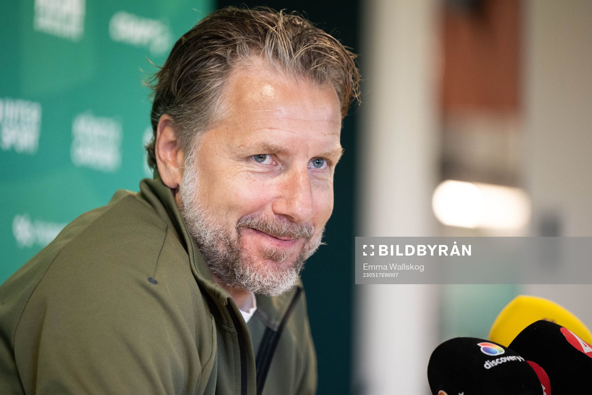Jesper Jansson under en pressträff med Hammarby den 17 maj 2023 i Stockholm. 