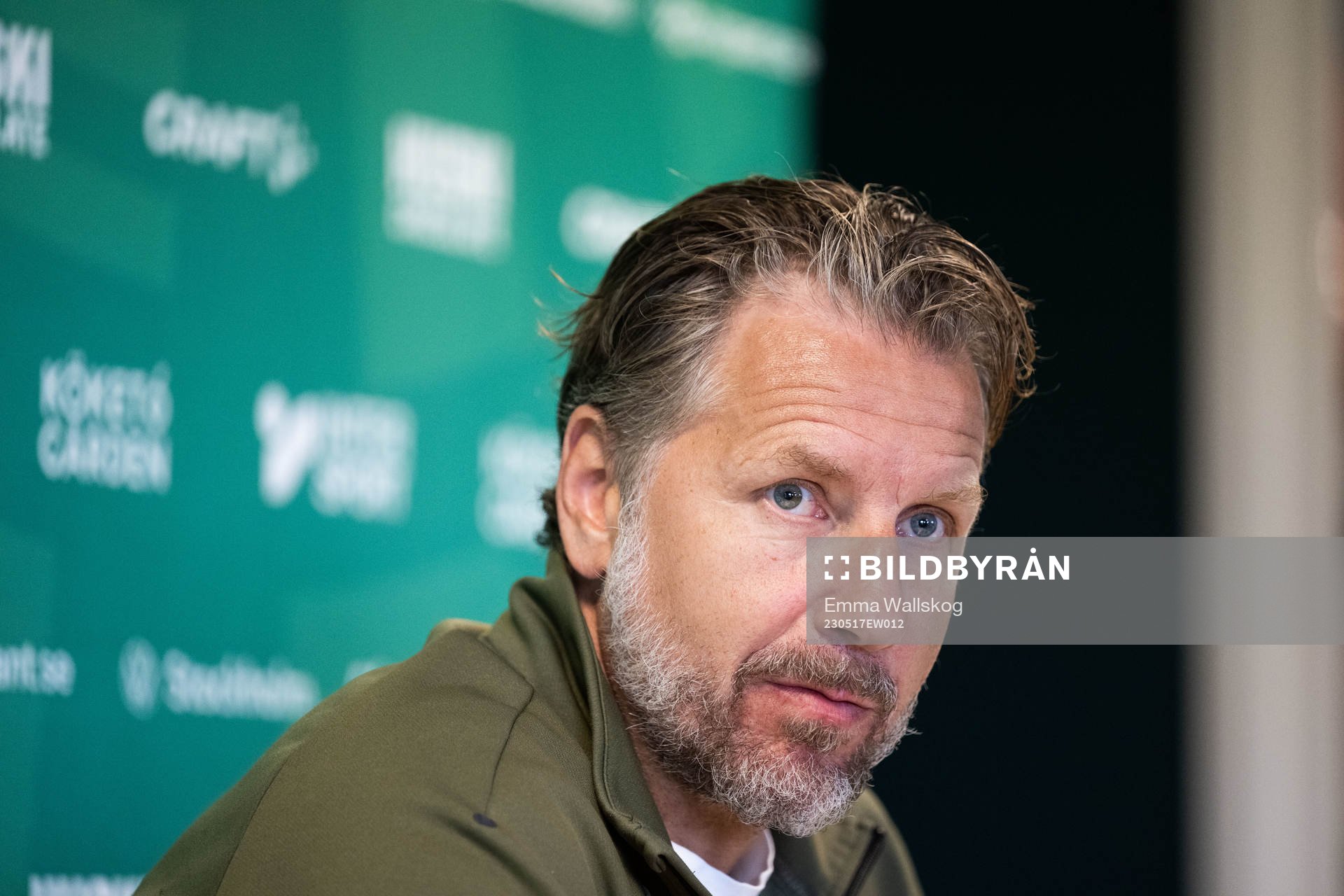Jesper Jansson under en pressträff med Hammarby den 17 maj 2023 i Stockholm. 
