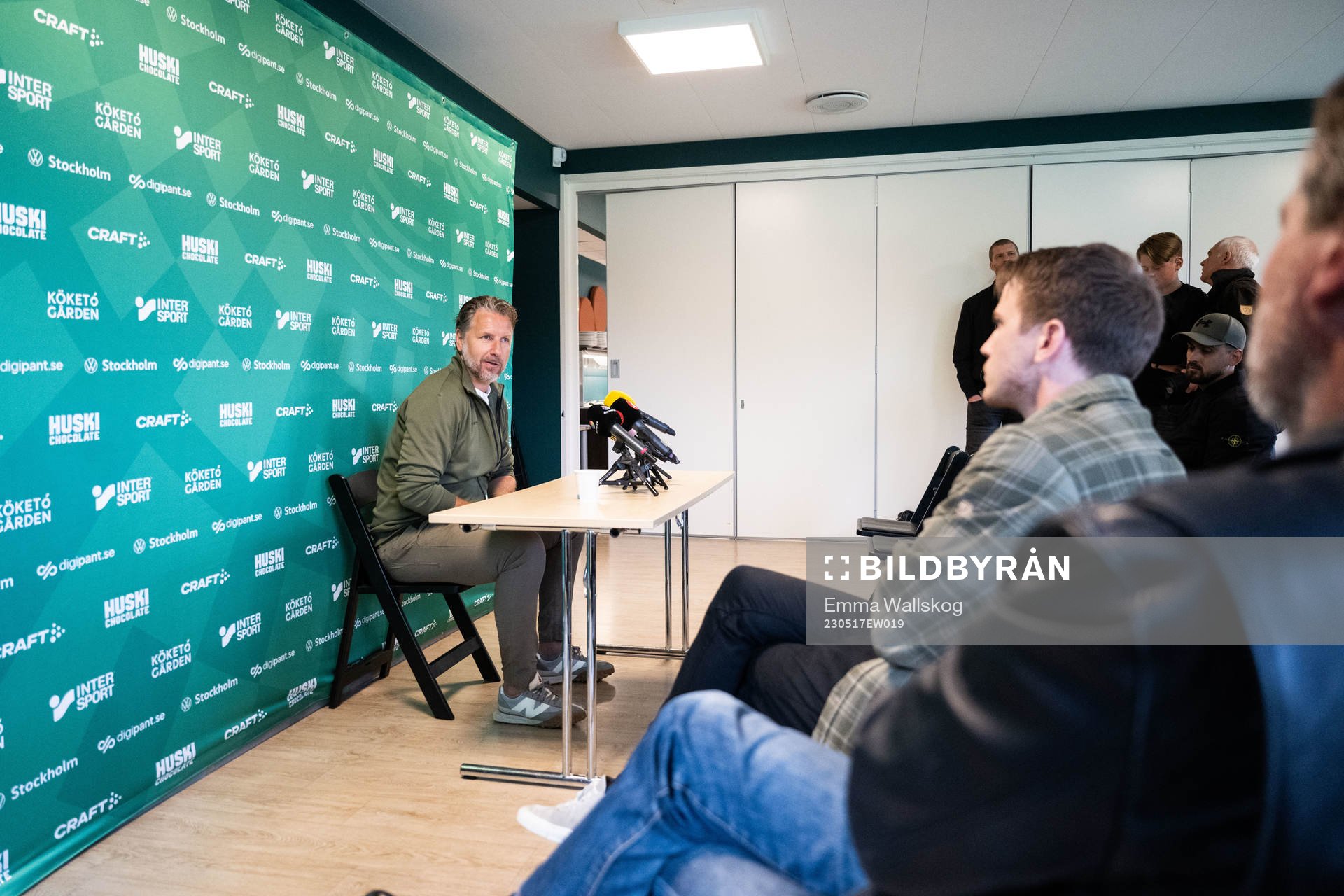 Jesper Jansson under en pressträff med Hammarby den 17 maj 2023 i Stockholm. 
