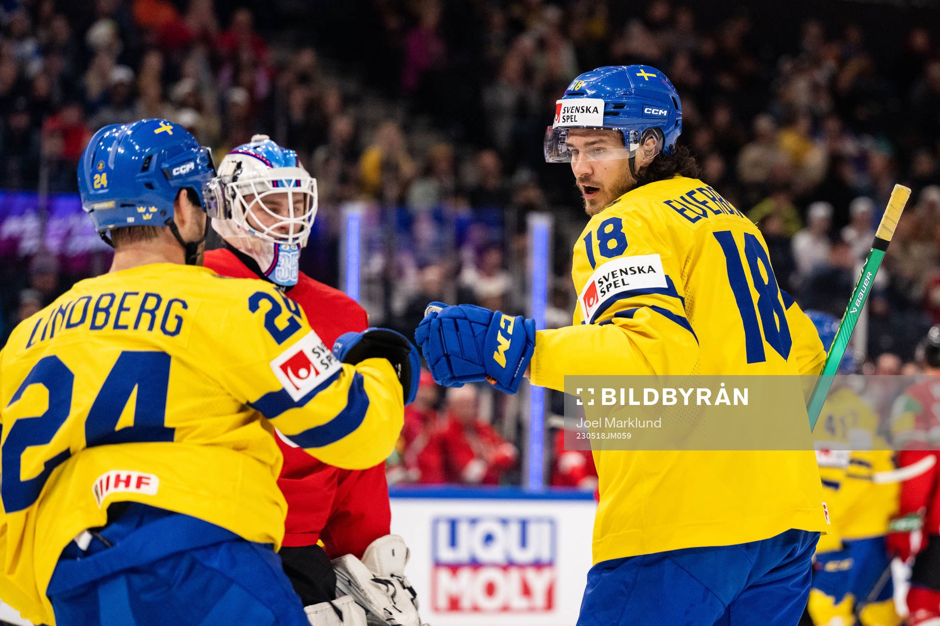 Oscar Lindberg and Dennis Everberg of Sweden celebrate