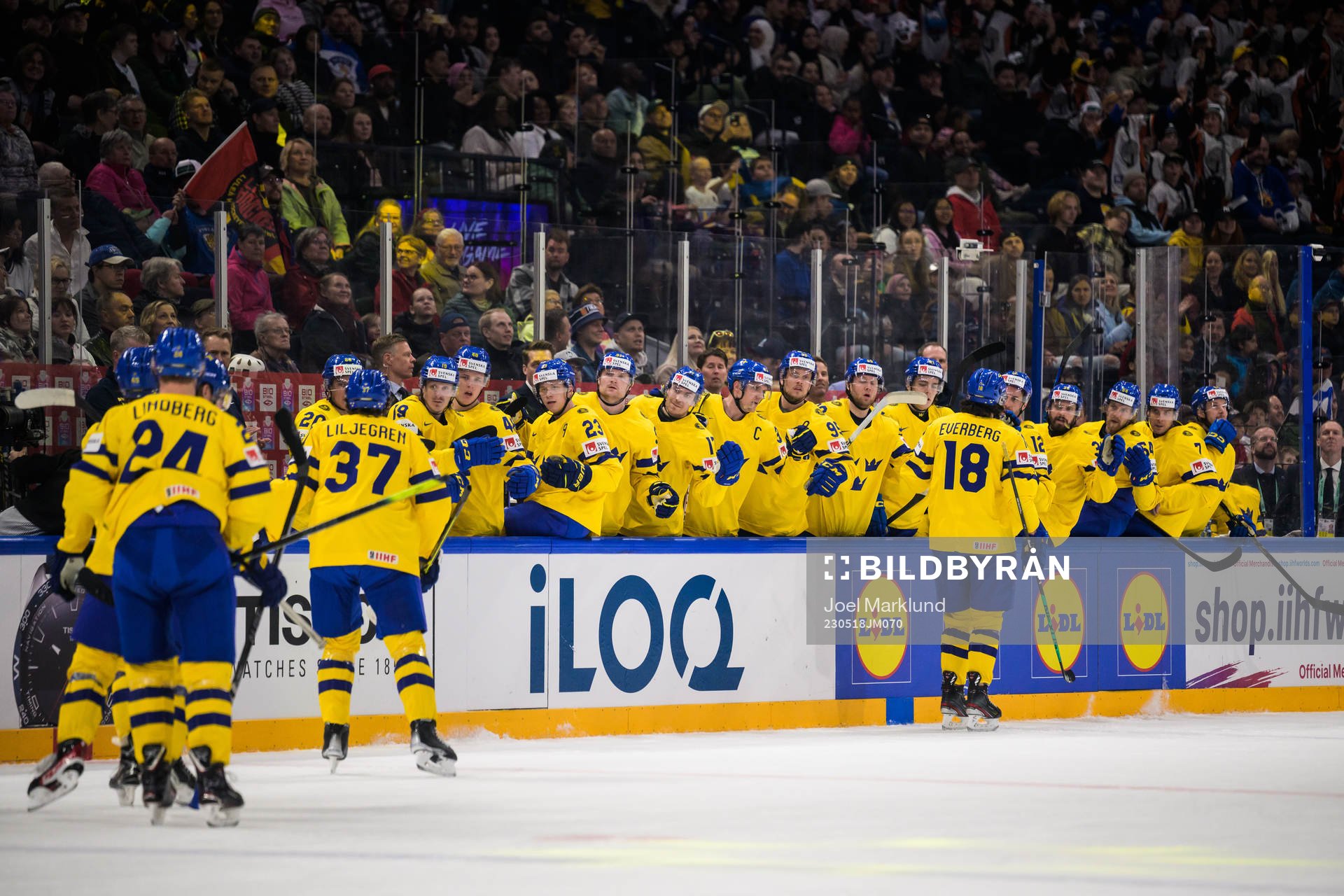 Dennis Everberg of Sweden celebrate the 1-3 goal with