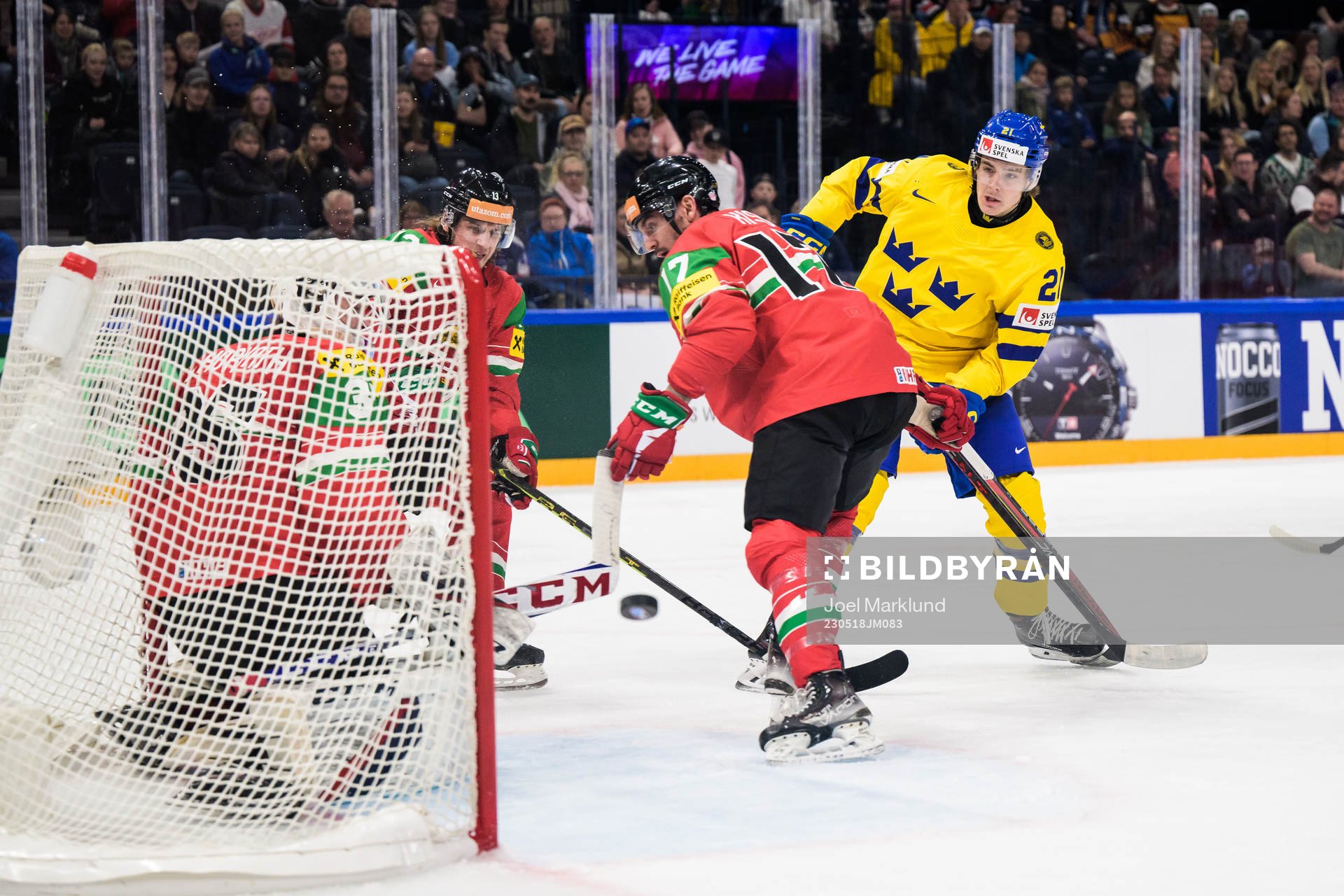 Goaltender Dominik Horvath, Krisztian Nagy and Roland Kiss