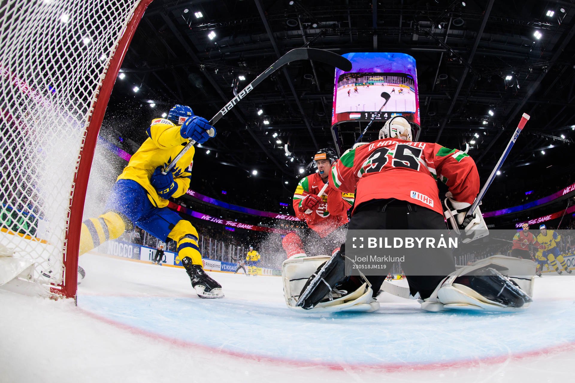 André Petersson of Sweden challenges Milan Horvath and